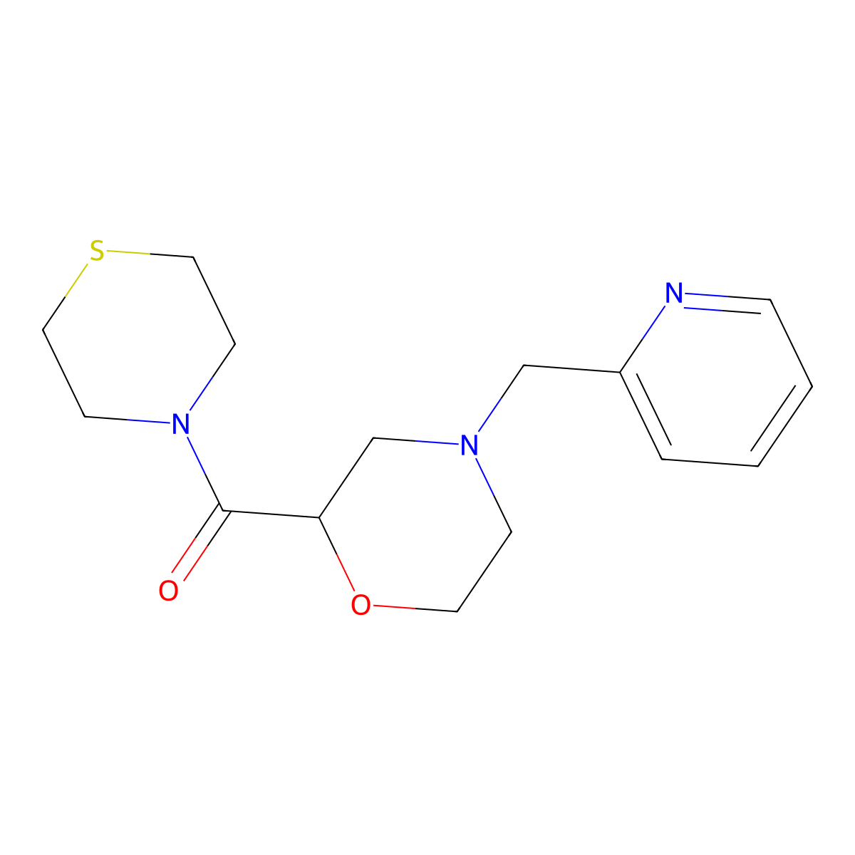 4-[(Pyridin-2-yl)methyl]-2-(thiomorpholine-4-carbonyl)morpholine molecular structure, CAS 2415535-46-3