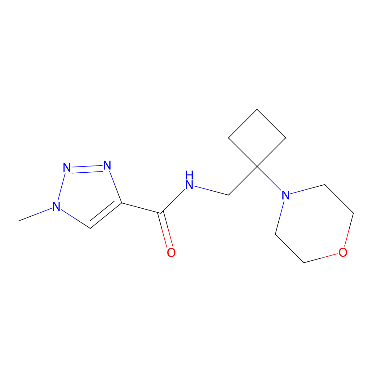 1-methyl-N-{[1-(morpholin-4-yl)cyclobutyl]methyl}-1H-1,2,3-triazole-4-carboxamide molecular structure, CAS 2415535-52-1