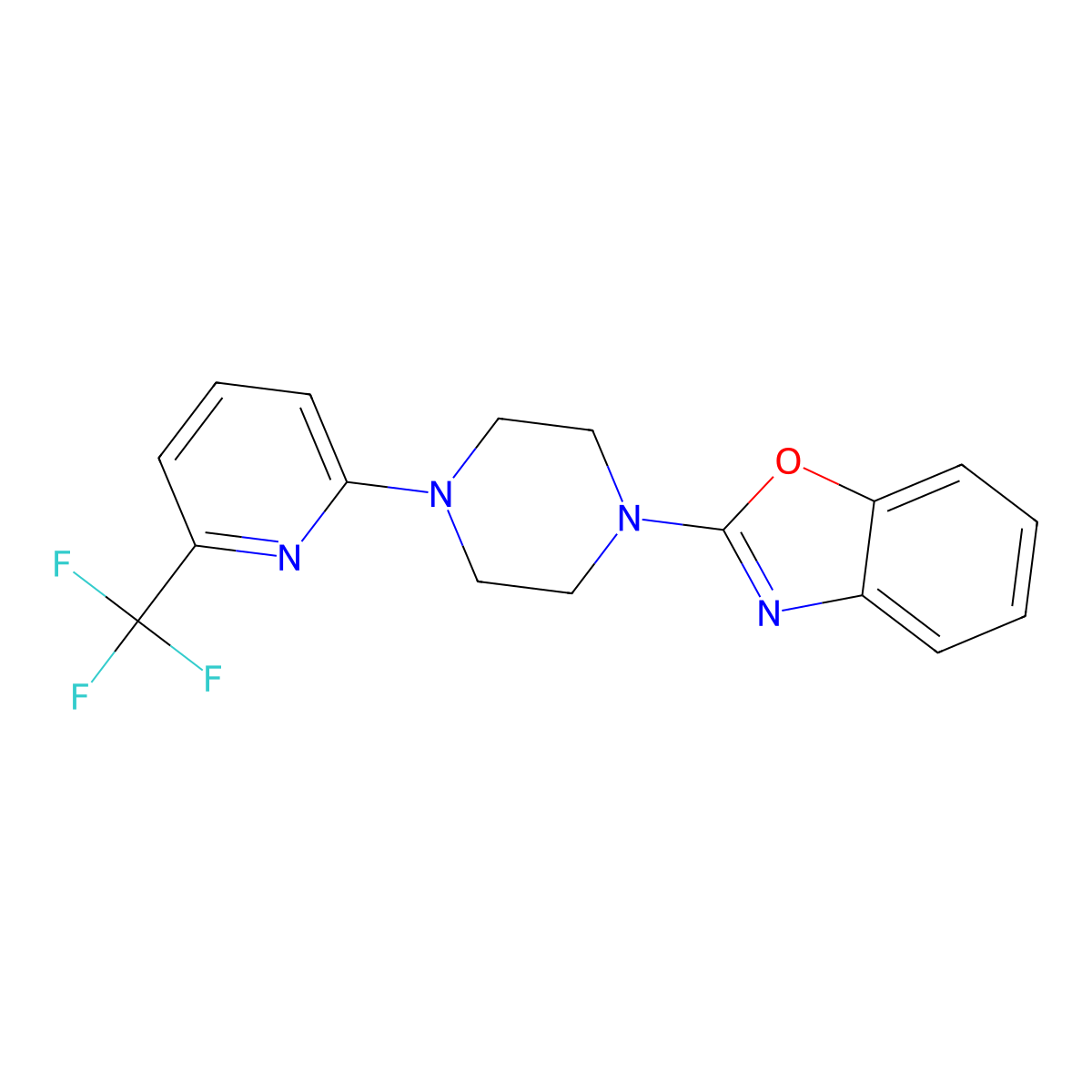2-{4-[6-(Trifluoromethyl)pyridin-2-yl]piperazin-1-yl}-1,3-benzoxazole molecular structure, CAS 2415538-32-6