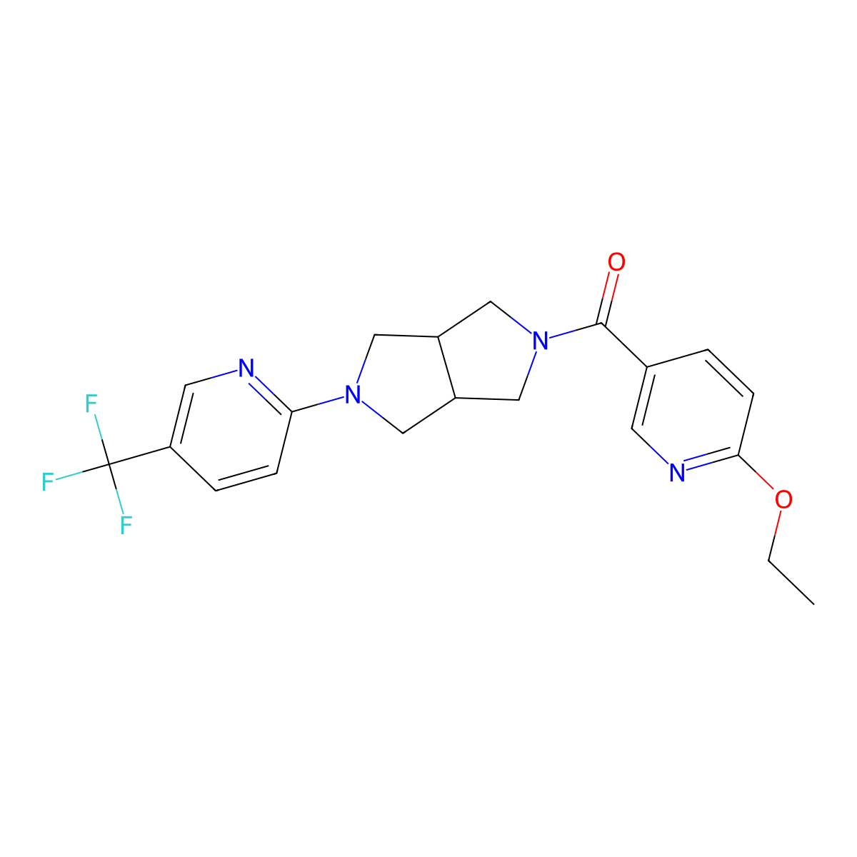 2-[5-(6-Ethoxypyridine-3-carbonyl)-octahydropyrrolo[3,4-c]pyrrol-2-yl]-5-(trifluoromethyl)pyridine molecular structure, CAS 2415538-33-7