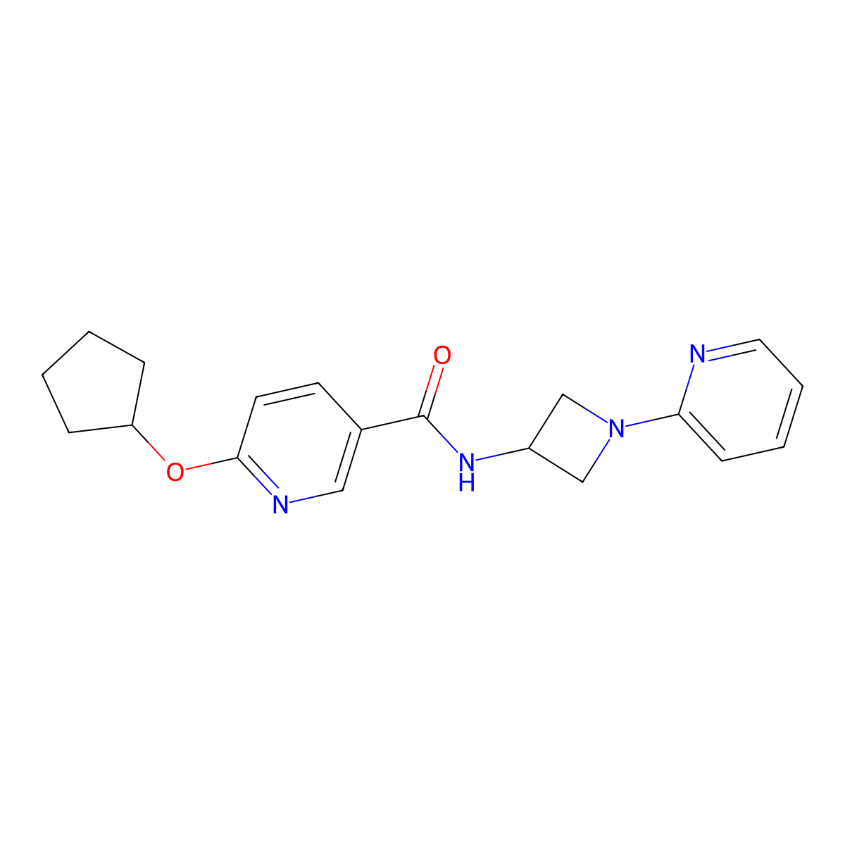 6-(cyclopentyloxy)-N-[1-(pyridin-2-yl)azetidin-3-yl]pyridine-3-carboxamide molecular structure, CAS 2415538-34-8