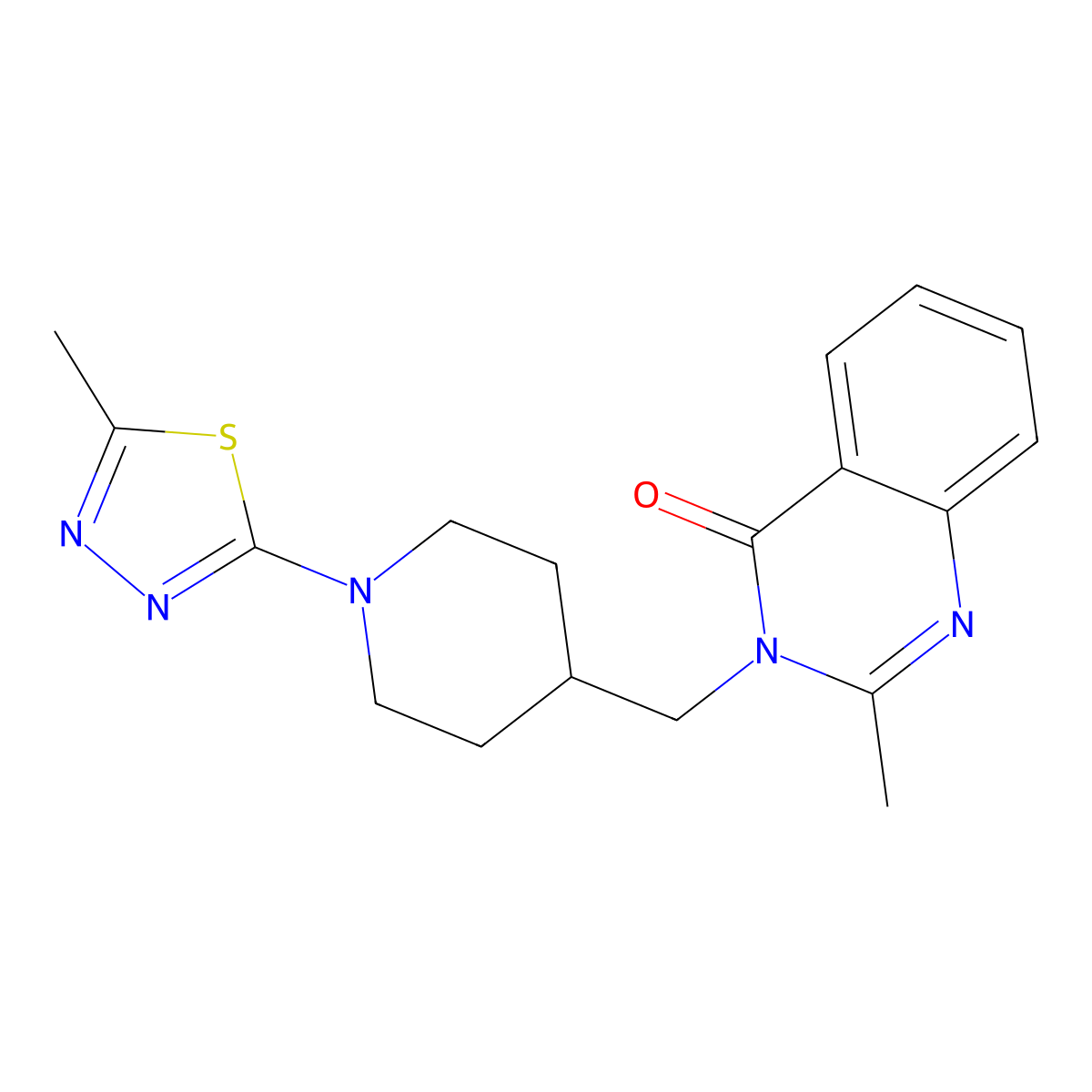 2-Methyl-3-{[1-(5-methyl-1,3,4-thiadiazol-2-yl)piperidin-4-yl]methyl}-3,4-dihydroquinazolin-4-one molecular structure, CAS 2415538-35-9