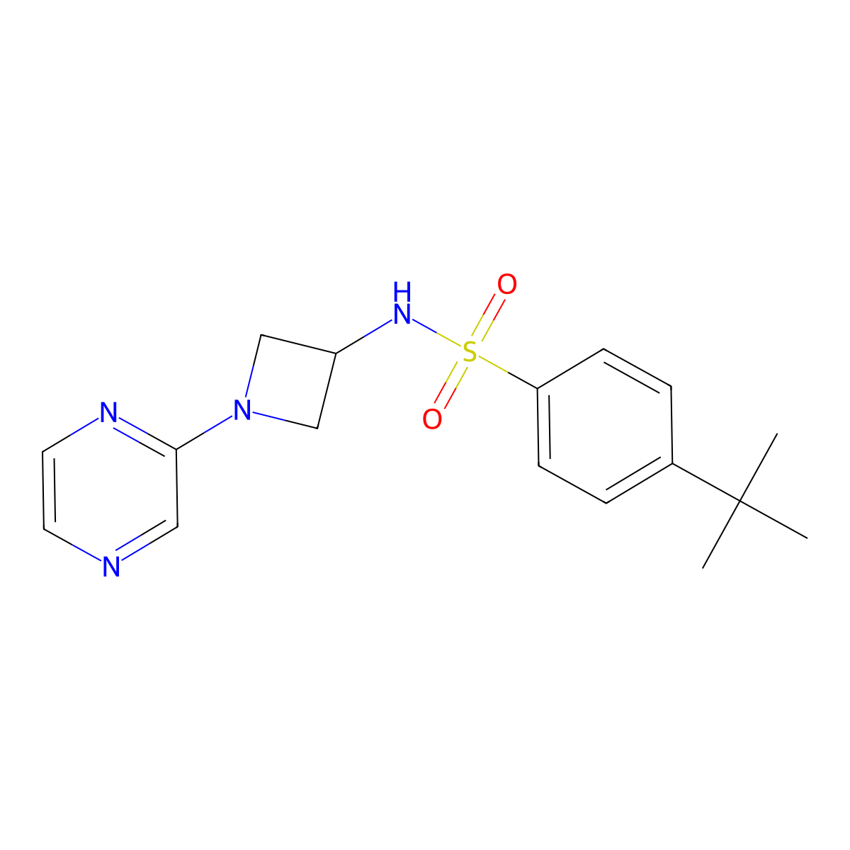 4-tert-butyl-N-[1-(pyrazin-2-yl)azetidin-3-yl]benzene-1-sulfonamide molecular structure, CAS 2415538-38-2