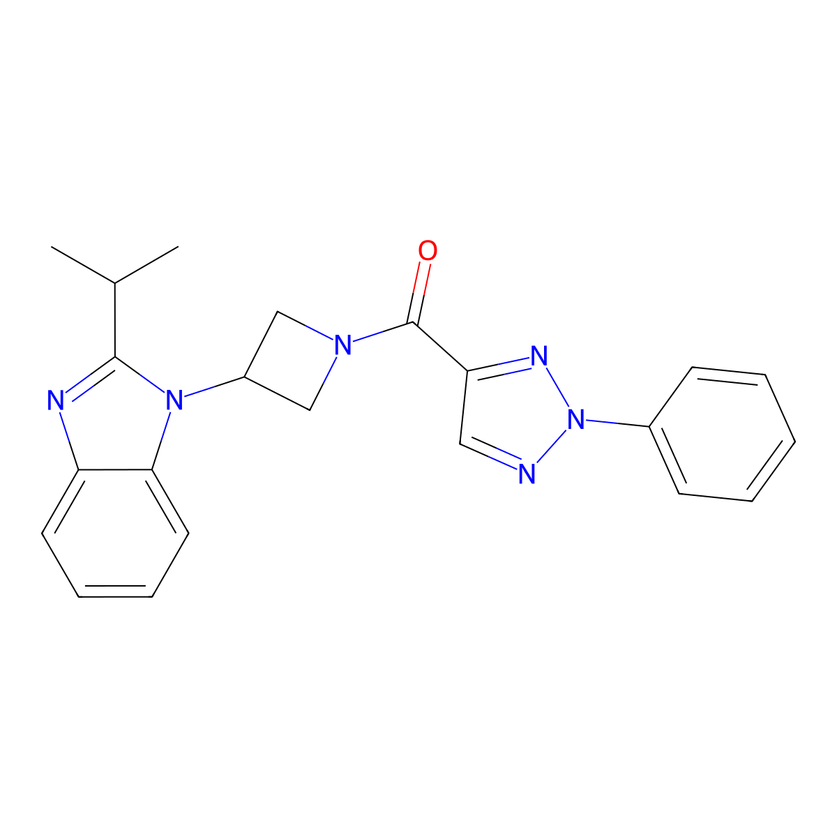(2-Phenyltriazol-4-yl)-[3-(2-propan-2-ylbenzimidazol-1-yl)azetidin-1-yl]methanone molecular structure, CAS 2415538-43-9