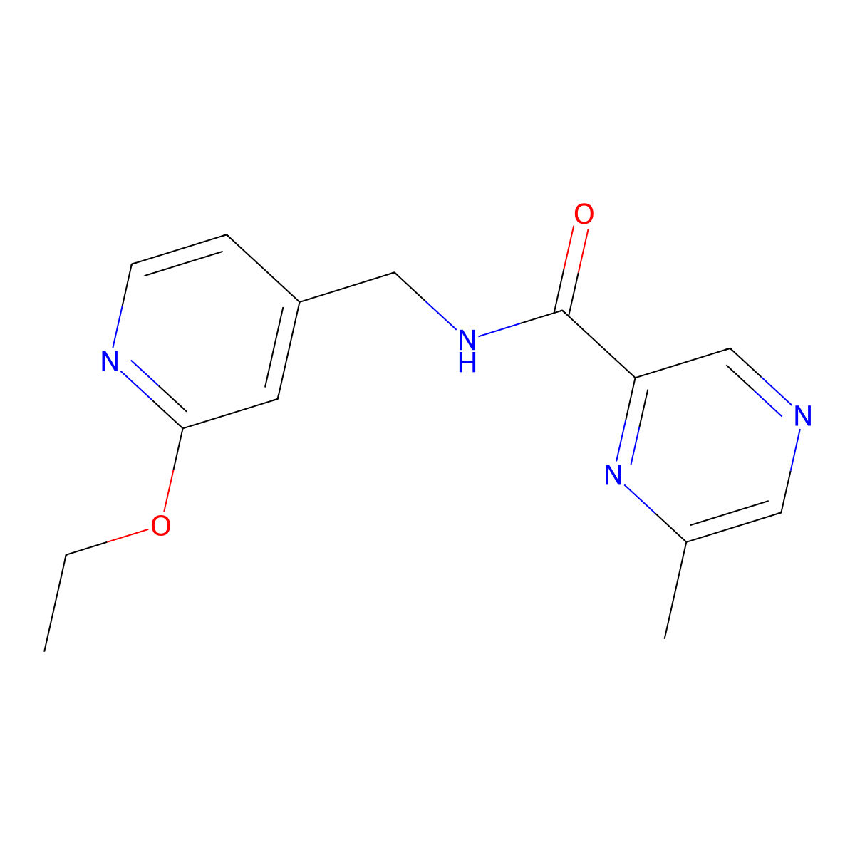 N-[(2-ethoxypyridin-4-yl)methyl]-6-methylpyrazine-2-carboxamide molecular structure, CAS 2415538-46-2