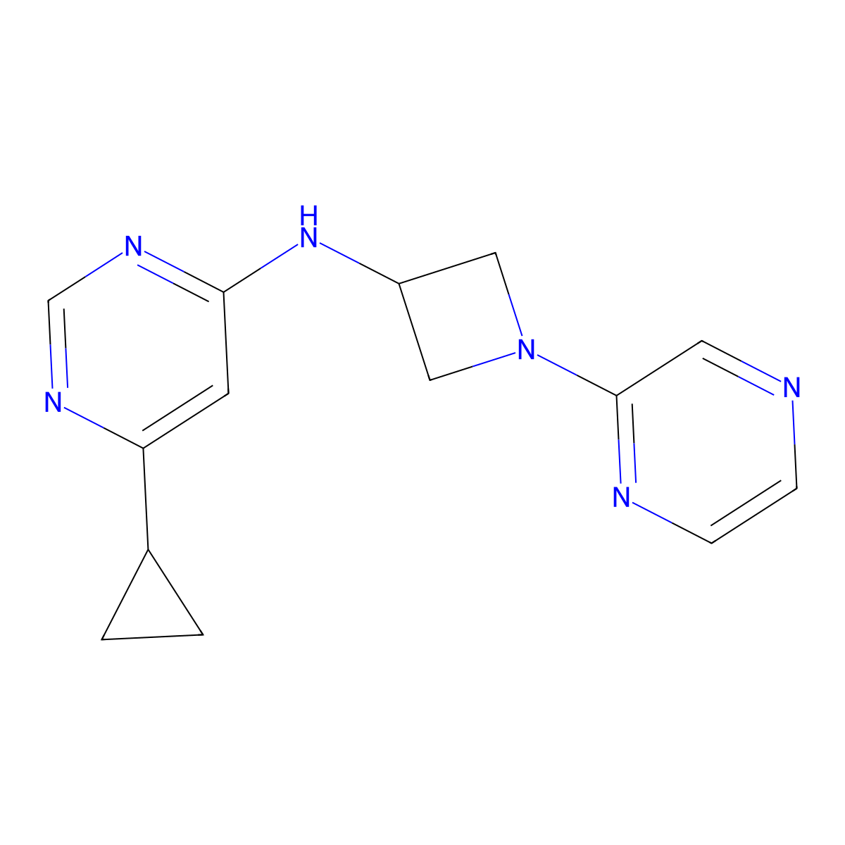 6-cyclopropyl-N-[1-(pyrazin-2-yl)azetidin-3-yl]pyrimidin-4-amine molecular structure, CAS 2415538-49-5