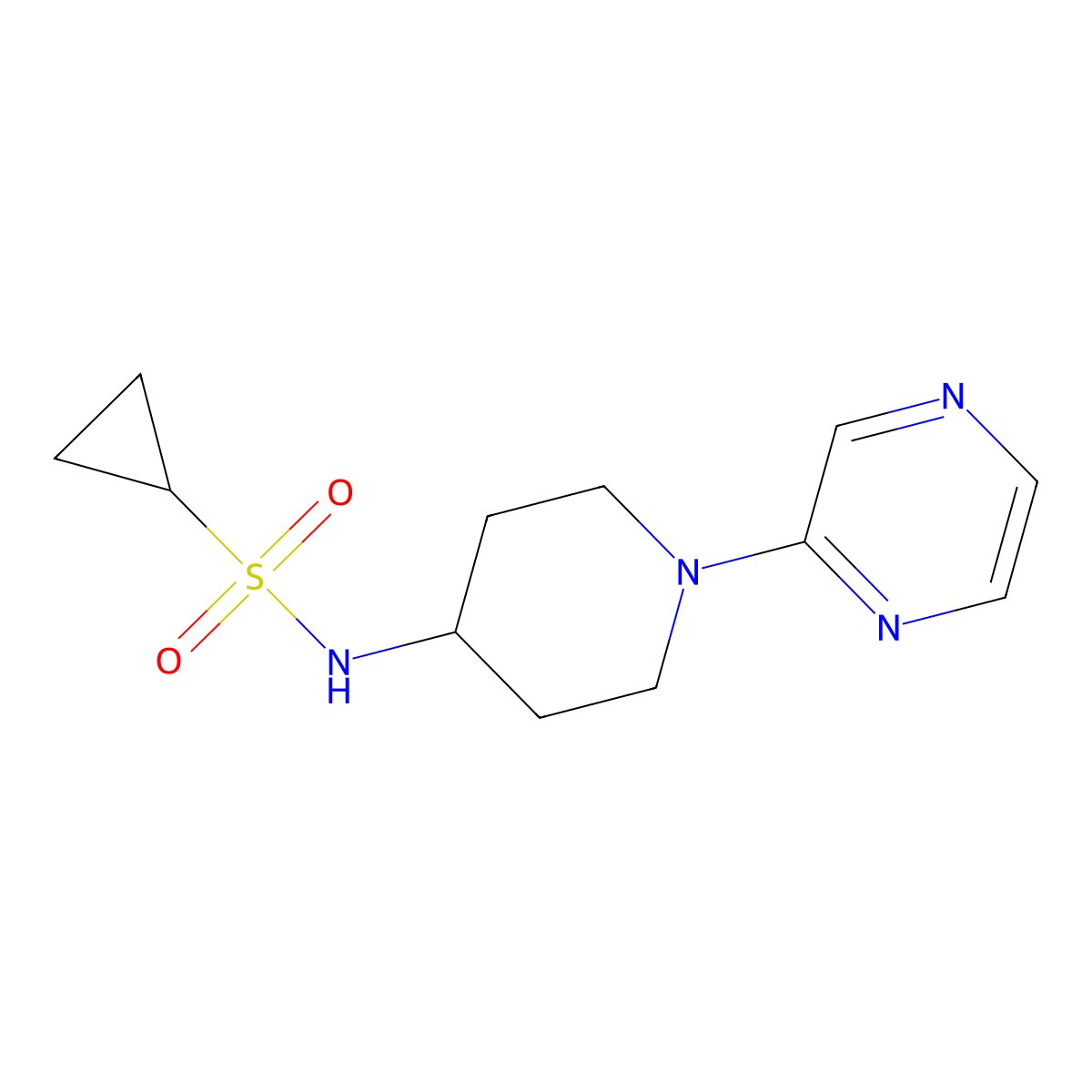 N-[1-(pyrazin-2-yl)piperidin-4-yl]cyclopropanesulfonamide molecular structure, CAS 2415538-50-8