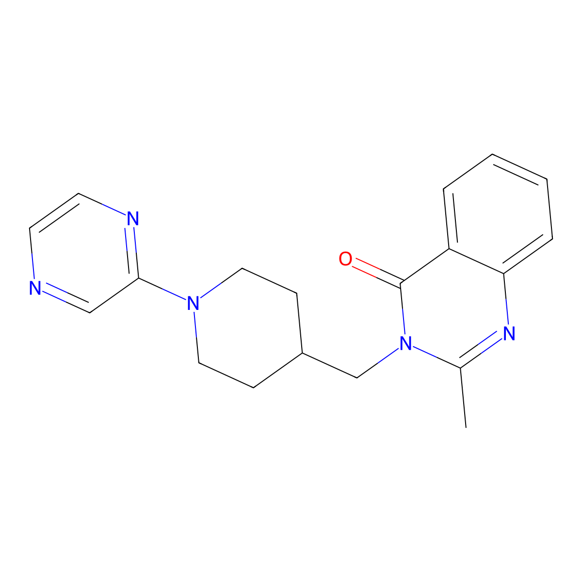 2-Methyl-3-{[1-(pyrazin-2-yl)piperidin-4-yl]methyl}-3,4-dihydroquinazolin-4-one molecular structure, CAS 2415538-53-1