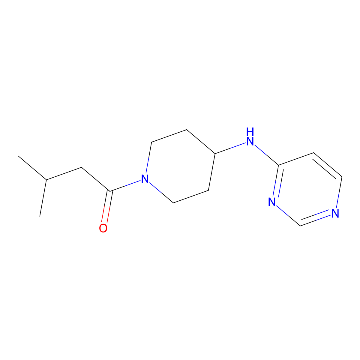 3-Methyl-1-{4-[(pyrimidin-4-yl)amino]piperidin-1-yl}butan-1-one molecular structure, CAS 2415538-57-5