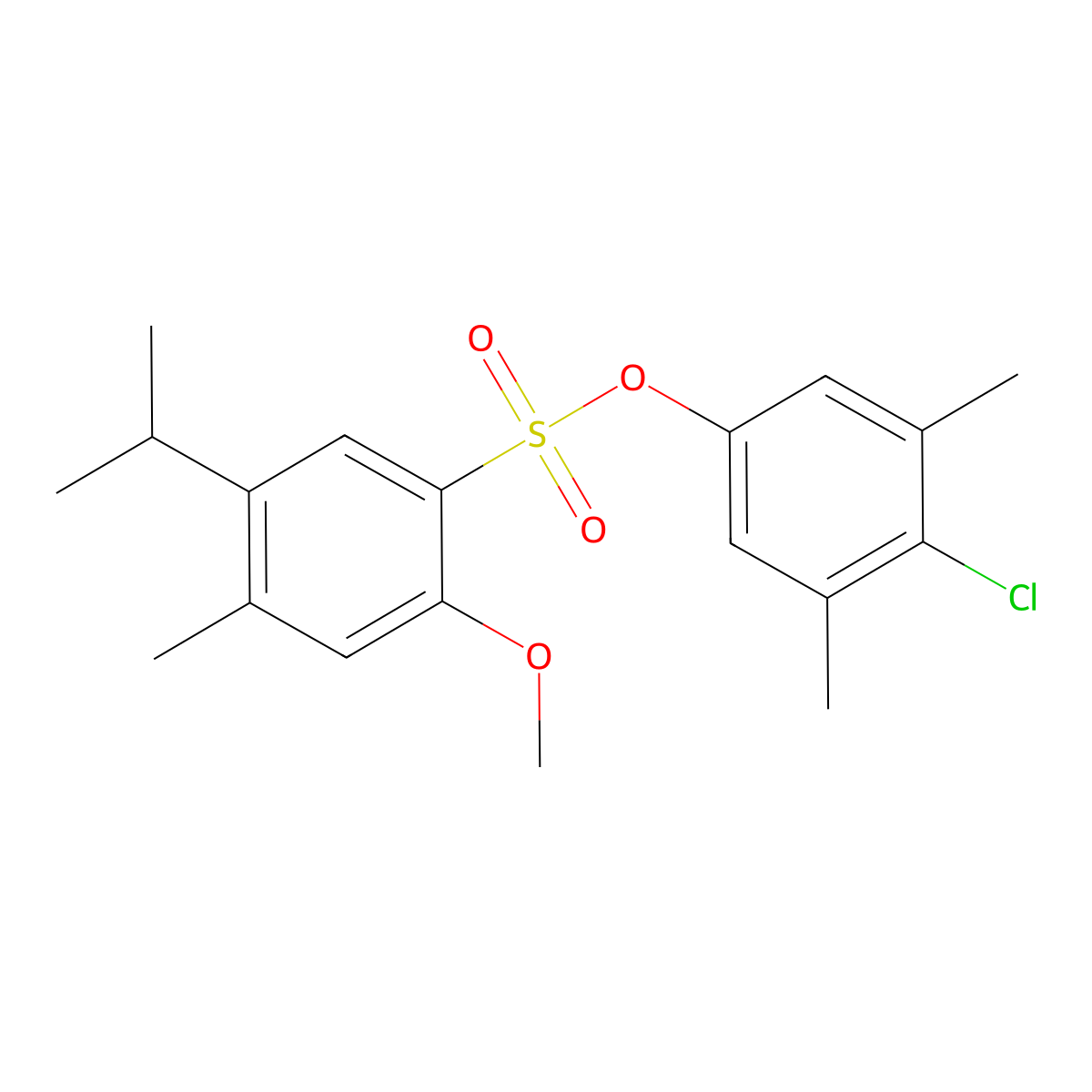 4-Chloro-3,5-dimethylphenyl 2-methoxy-4-methyl-5-(propan-2-yl)benzene-1-sulfonate molecular structure, CAS 2415538-61-1