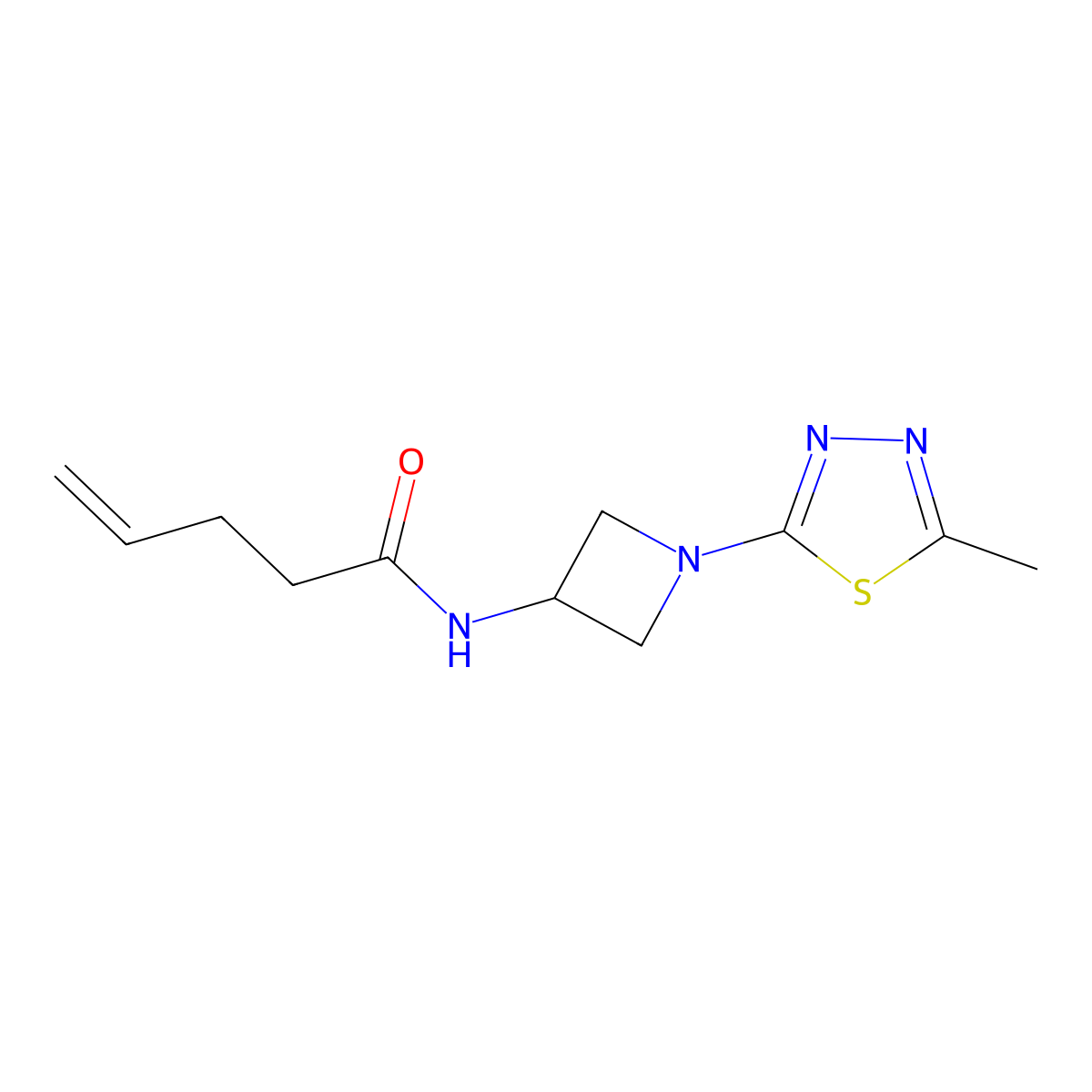 N-[1-(5-methyl-1,3,4-thiadiazol-2-yl)azetidin-3-yl]pent-4-enamide molecular structure, CAS 2415538-62-2