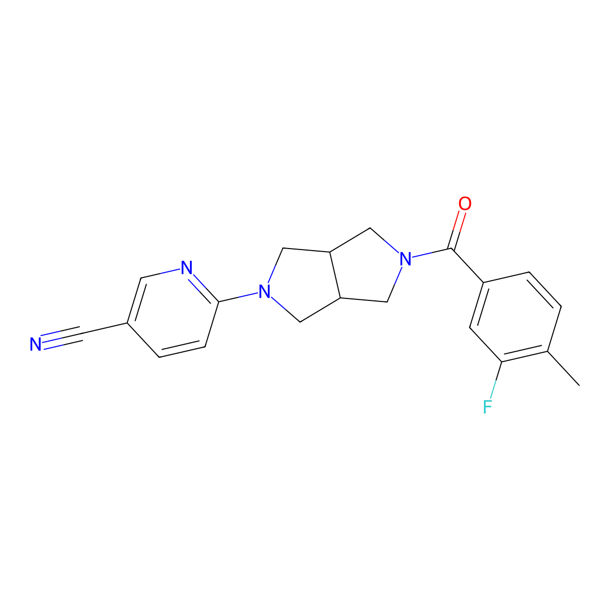6-[5-(3-Fluoro-4-methylbenzoyl)-octahydropyrrolo[3,4-c]pyrrol-2-yl]pyridine-3-carbonitrile molecular structure, CAS 2415538-67-7