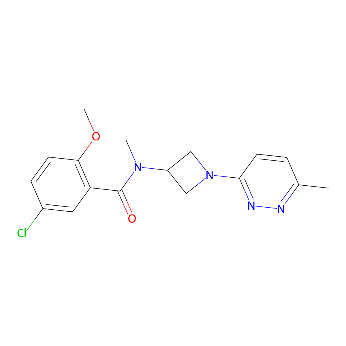 5-chloro-2-methoxy-N-methyl-N-[1-(6-methylpyridazin-3-yl)azetidin-3-yl]benzamide molecular structure, CAS 2415538-72-4