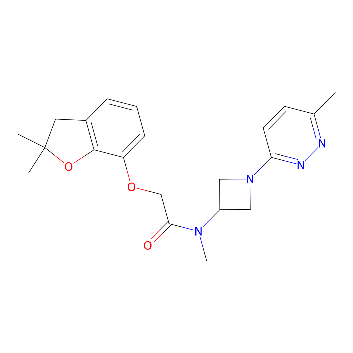 2-[(2,2-dimethyl-2,3-dihydro-1-benzofuran-7-yl)oxy]-N-methyl-N-[1-(6-methylpyridazin-3-yl)azetidin-3-yl]acetamide molecular structure, CAS 2415538-73-5
