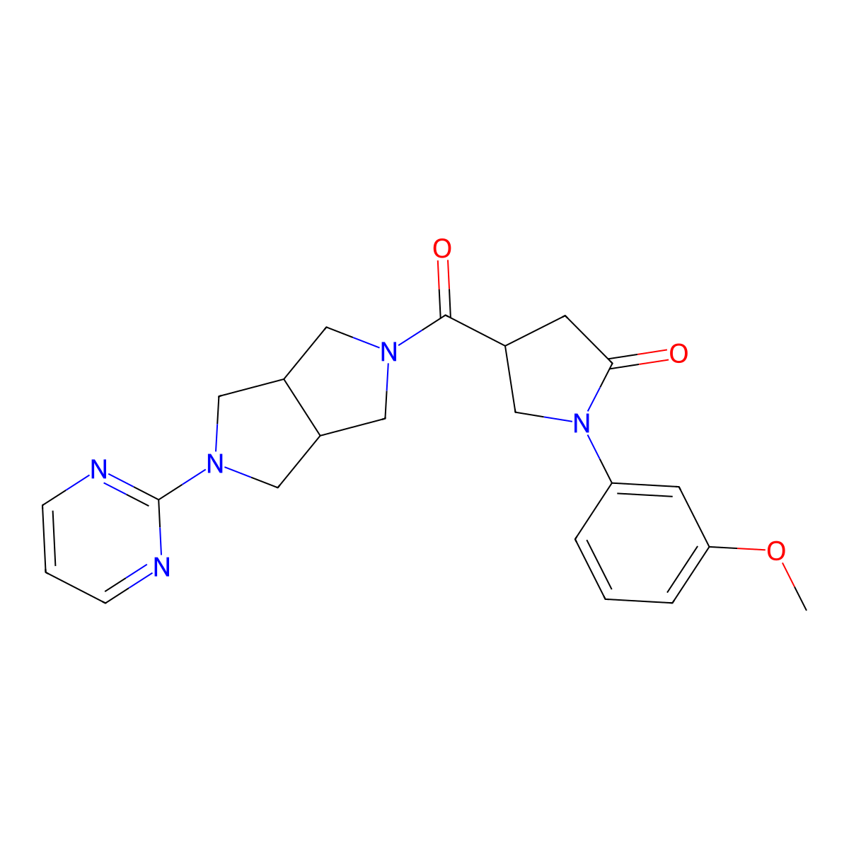 1-(3-Methoxyphenyl)-4-[5-(pyrimidin-2-yl)-octahydropyrrolo[3,4-c]pyrrole-2-carbonyl]pyrrolidin-2-one molecular structure, CAS 2415538-81-5