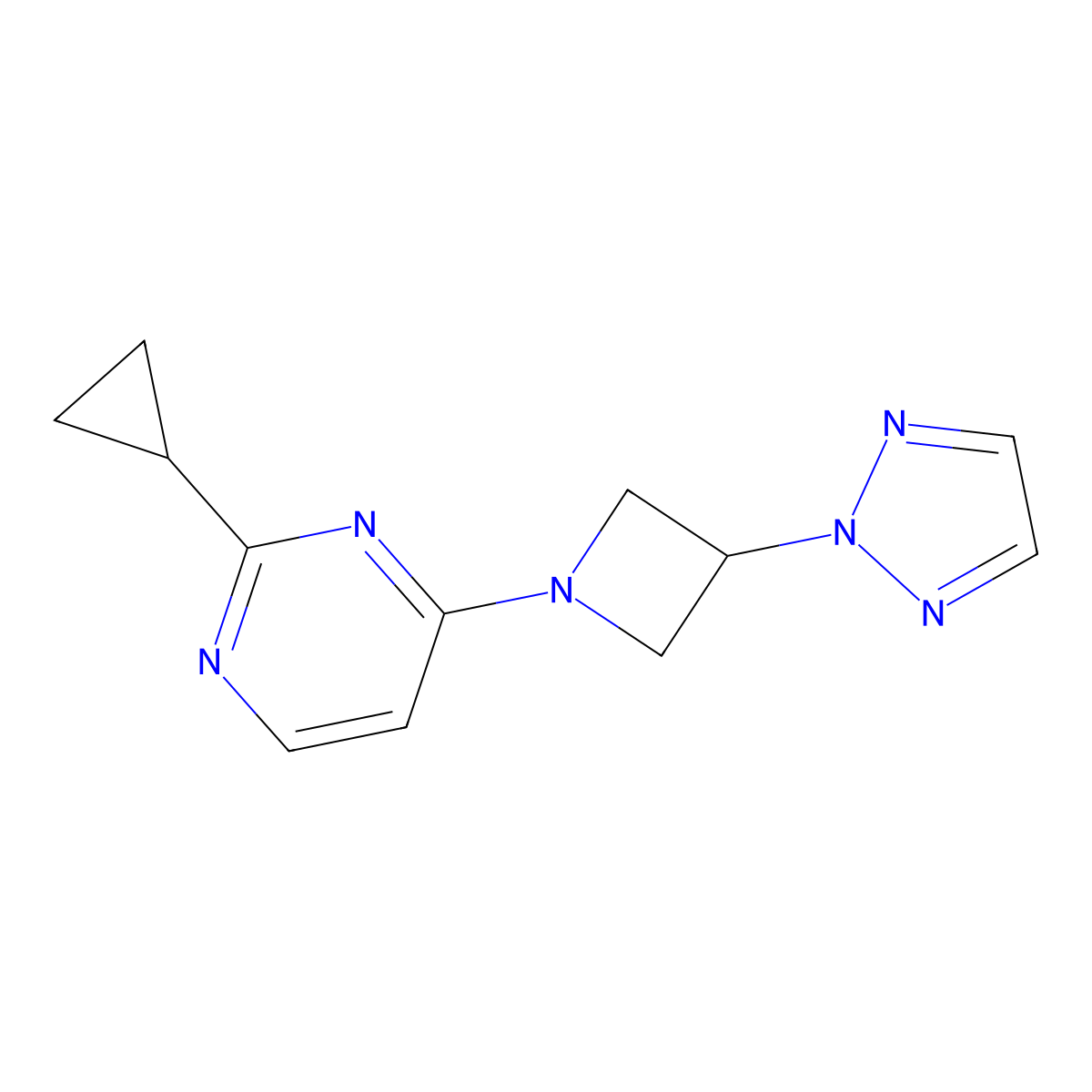 2-cyclopropyl-4-[3-(2H-1,2,3-triazol-2-yl)azetidin-1-yl]pyrimidine molecular structure, CAS 2415538-88-2