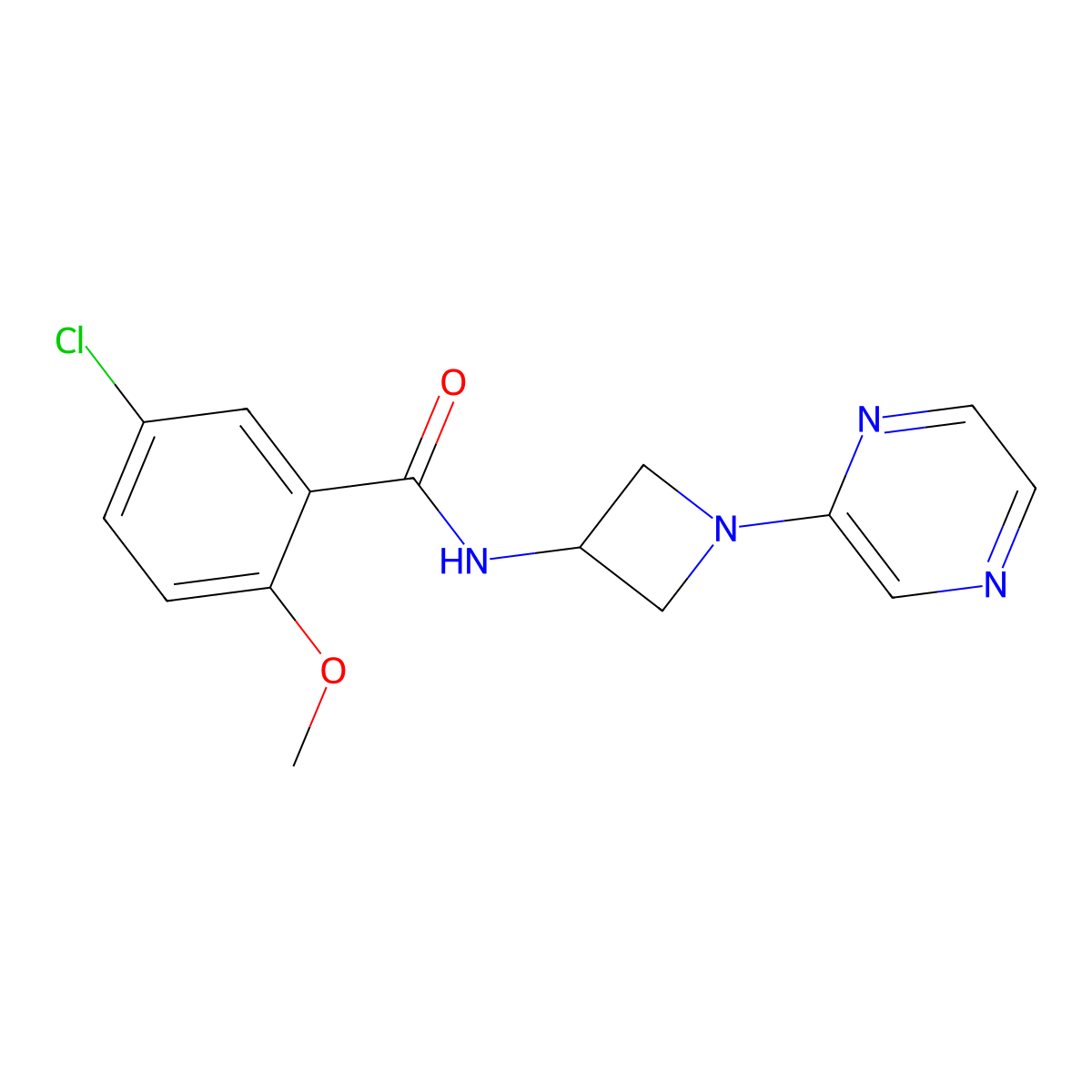5-chloro-2-methoxy-N-[1-(pyrazin-2-yl)azetidin-3-yl]benzamide molecular structure, CAS 2415538-93-9