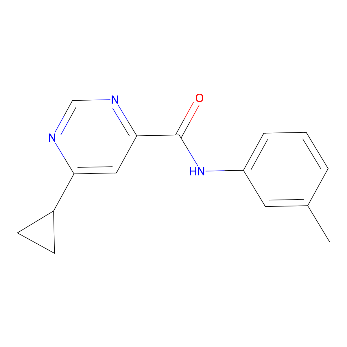 6-Cyclopropyl-N-(3-methylphenyl)pyrimidine-4-carboxamide molecular structure, CAS 2415538-99-5
