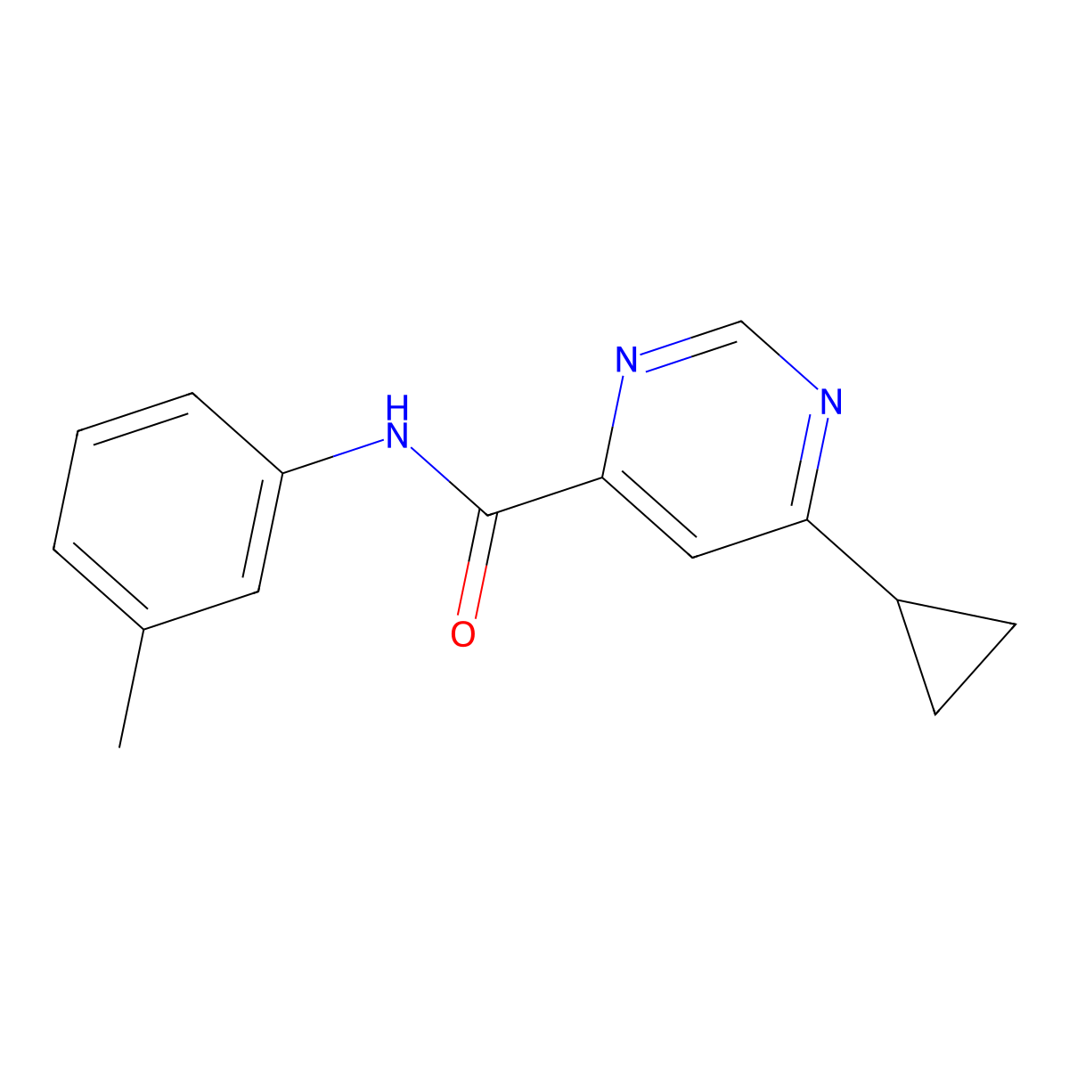 6-Cyclopropyl-N-(3-methylphenyl)pyrimidine-4-carboxamide molecular structure, CAS 2415538-99-5