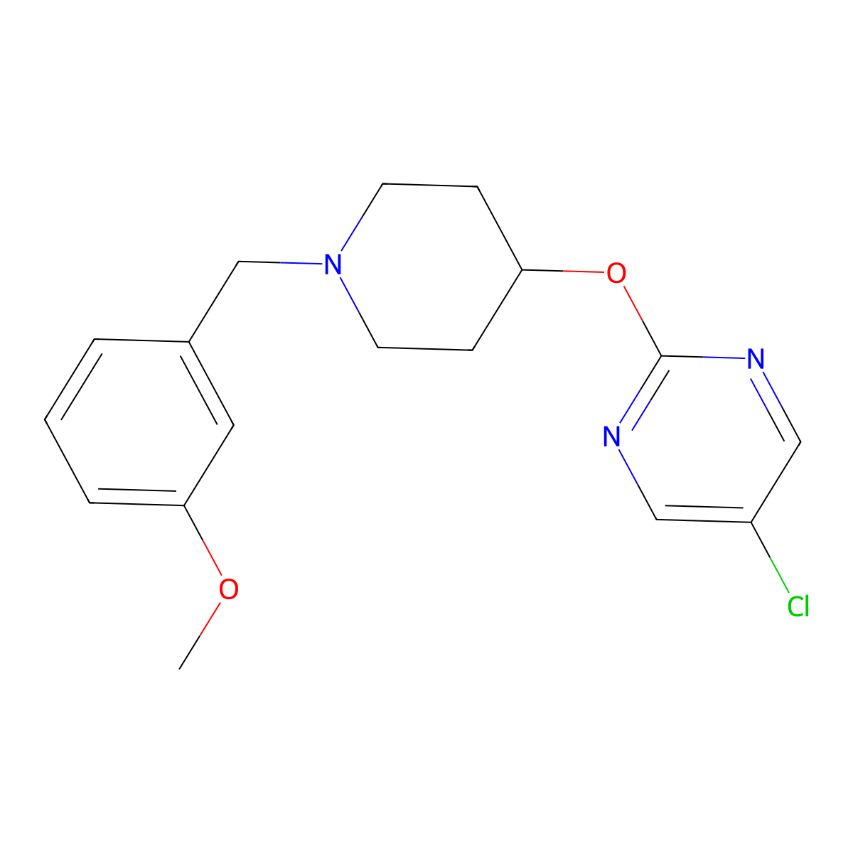 5-Chloro-2-({1-[(3-methoxyphenyl)methyl]piperidin-4-yl}oxy)pyrimidine molecular structure, CAS 2415539-05-6