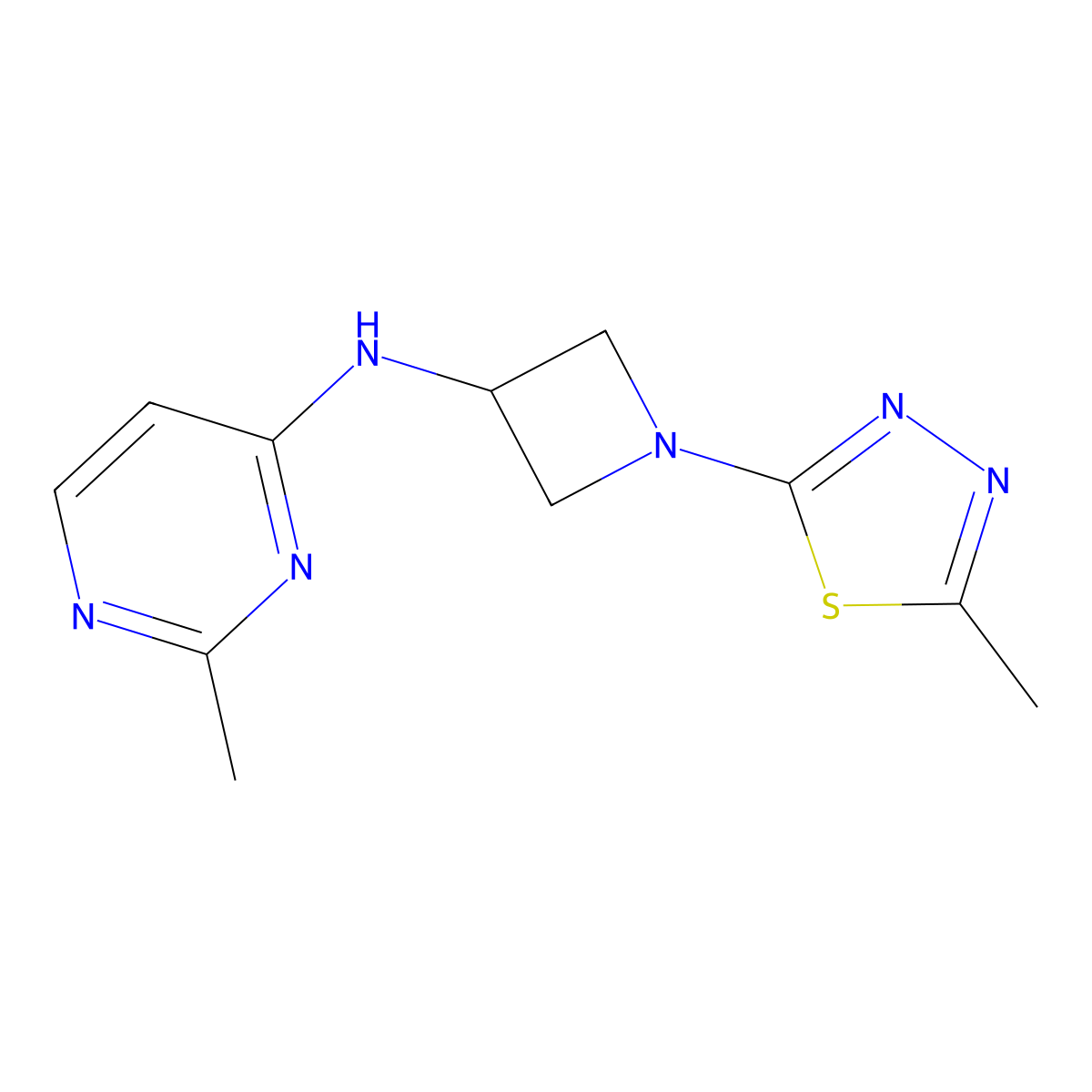 2-Methyl-N-[1-(5-methyl-1,3,4-thiadiazol-2-yl)azetidin-3-yl]pyrimidin-4-amine molecular structure, CAS 2415539-08-9