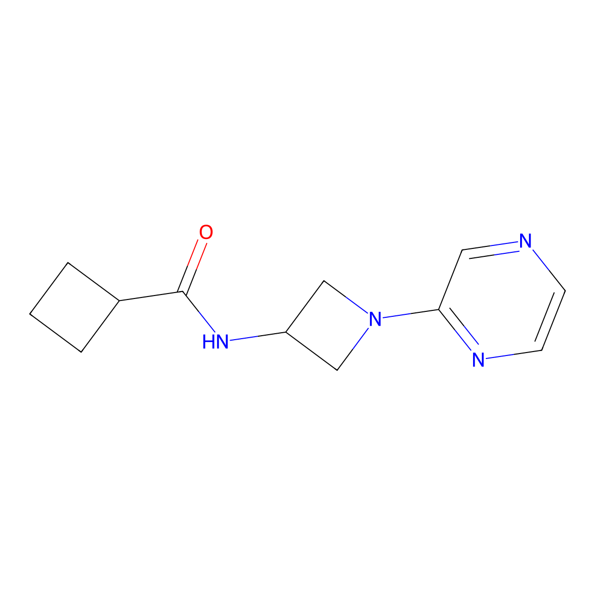 N-[1-(pyrazin-2-yl)azetidin-3-yl]cyclobutanecarboxamide molecular structure, CAS 2415539-12-5