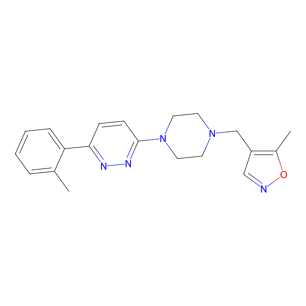3-{4-[(5-Methyl-1,2-oxazol-4-yl)methyl]piperazin-1-yl}-6-(2-methylphenyl)pyridazine molecular structure, CAS 2415539-17-0