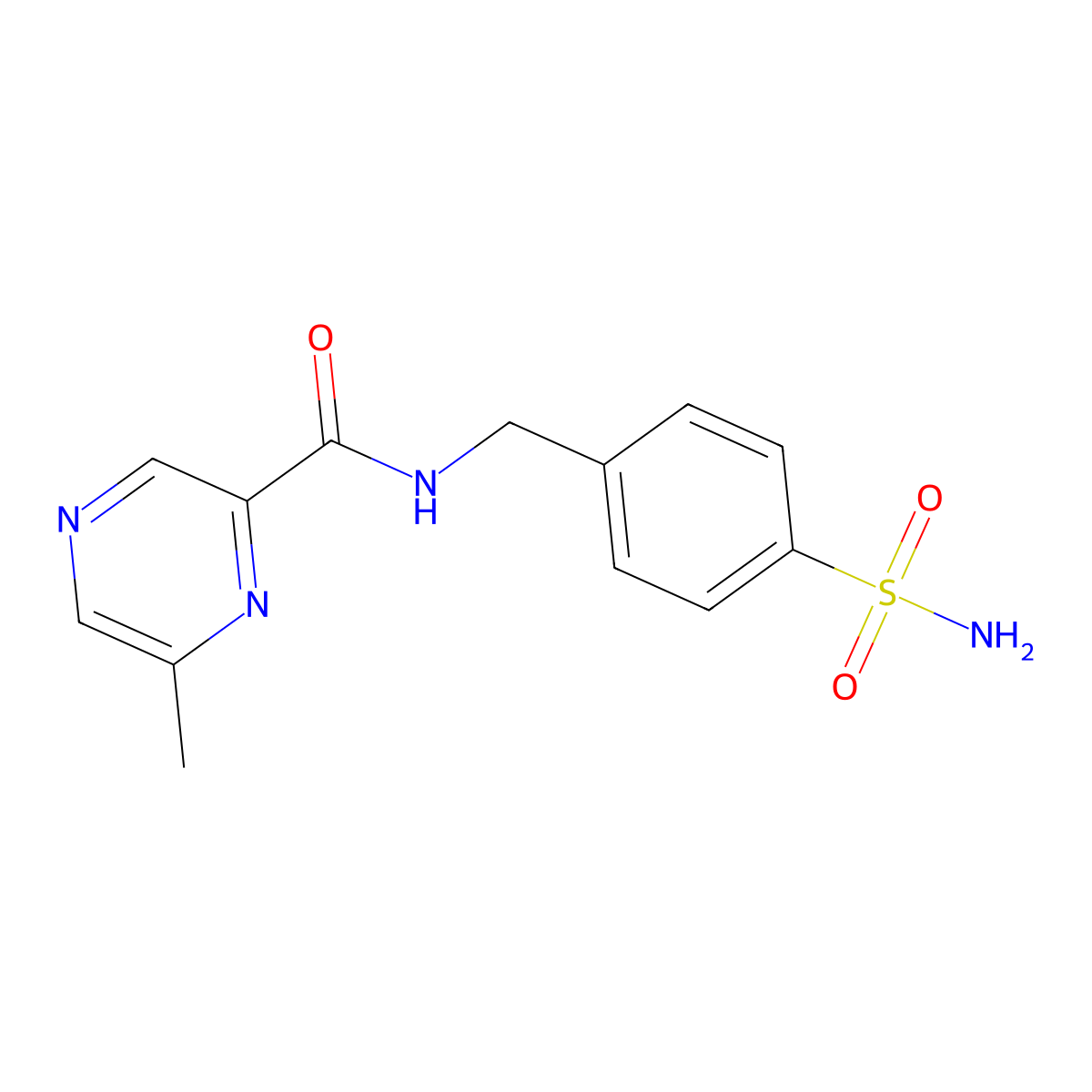 6-Methyl-N-[(4-sulfamoylphenyl)methyl]pyrazine-2-carboxamide molecular structure, CAS 2415539-23-8