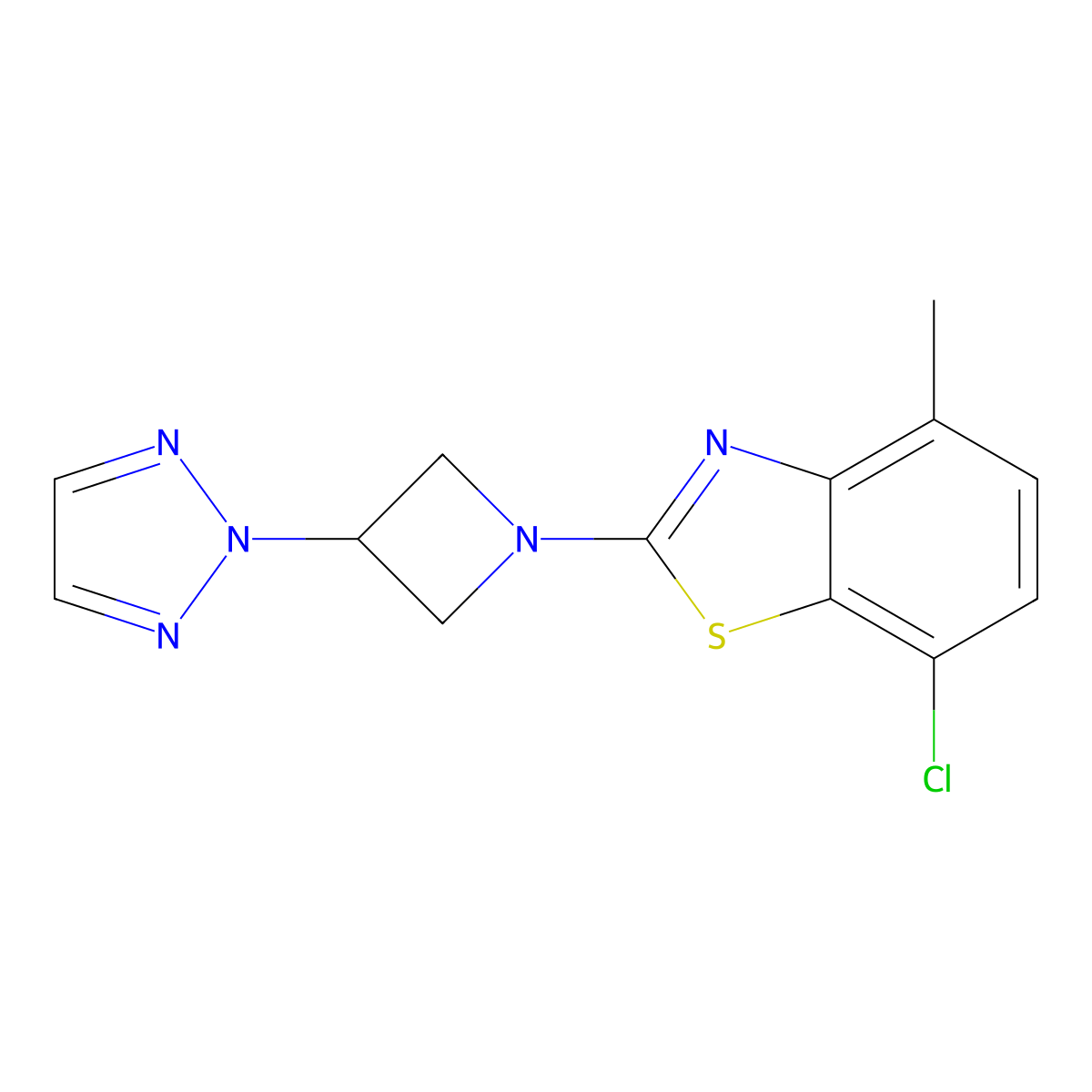 7-chloro-4-methyl-2-[3-(2H-1,2,3-triazol-2-yl)azetidin-1-yl]-1,3-benzothiazole molecular structure, CAS 2415539-24-9