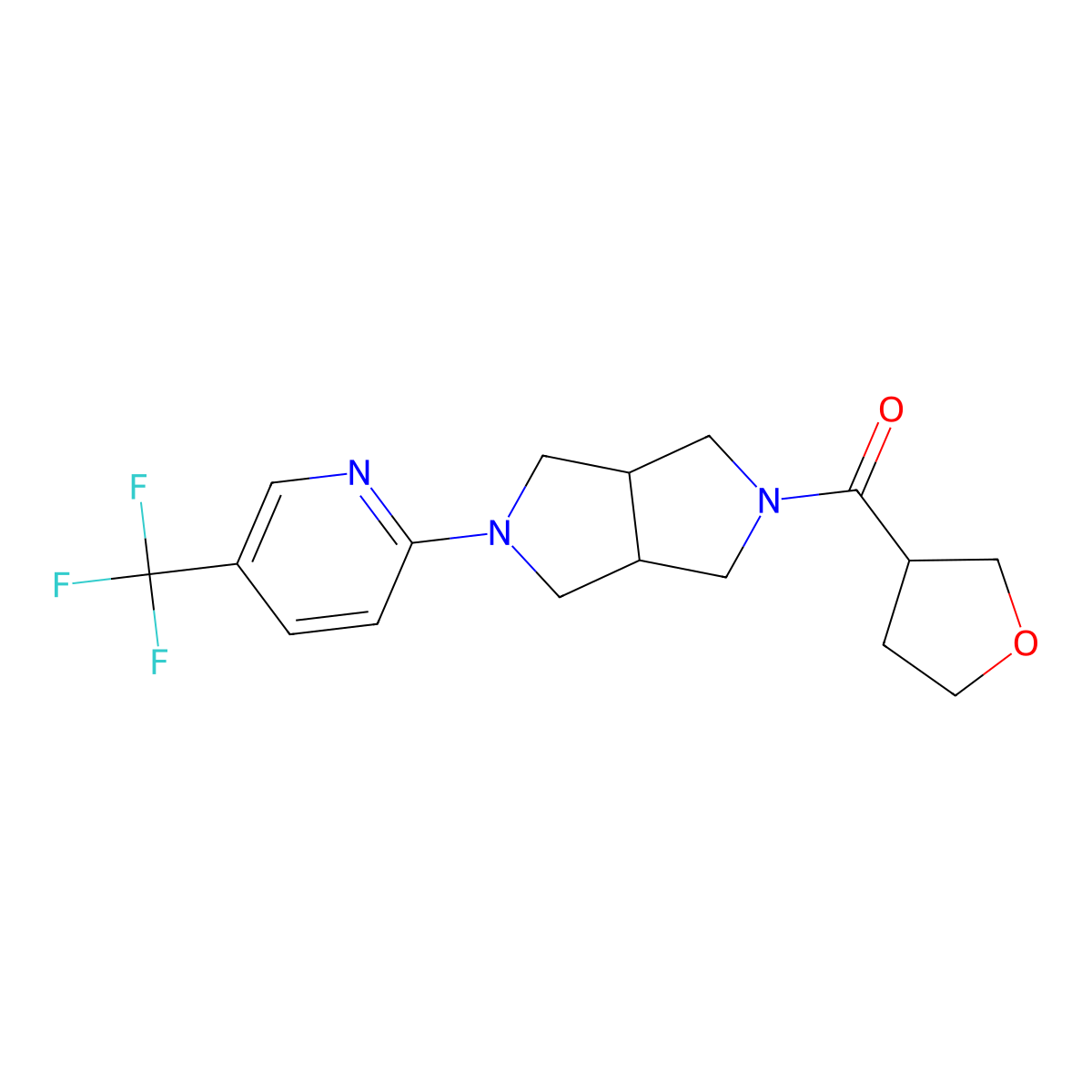 2-[5-(Oxolane-3-carbonyl)-octahydropyrrolo[3,4-c]pyrrol-2-yl]-5-(trifluoromethyl)pyridine molecular structure, CAS 2415539-35-2
