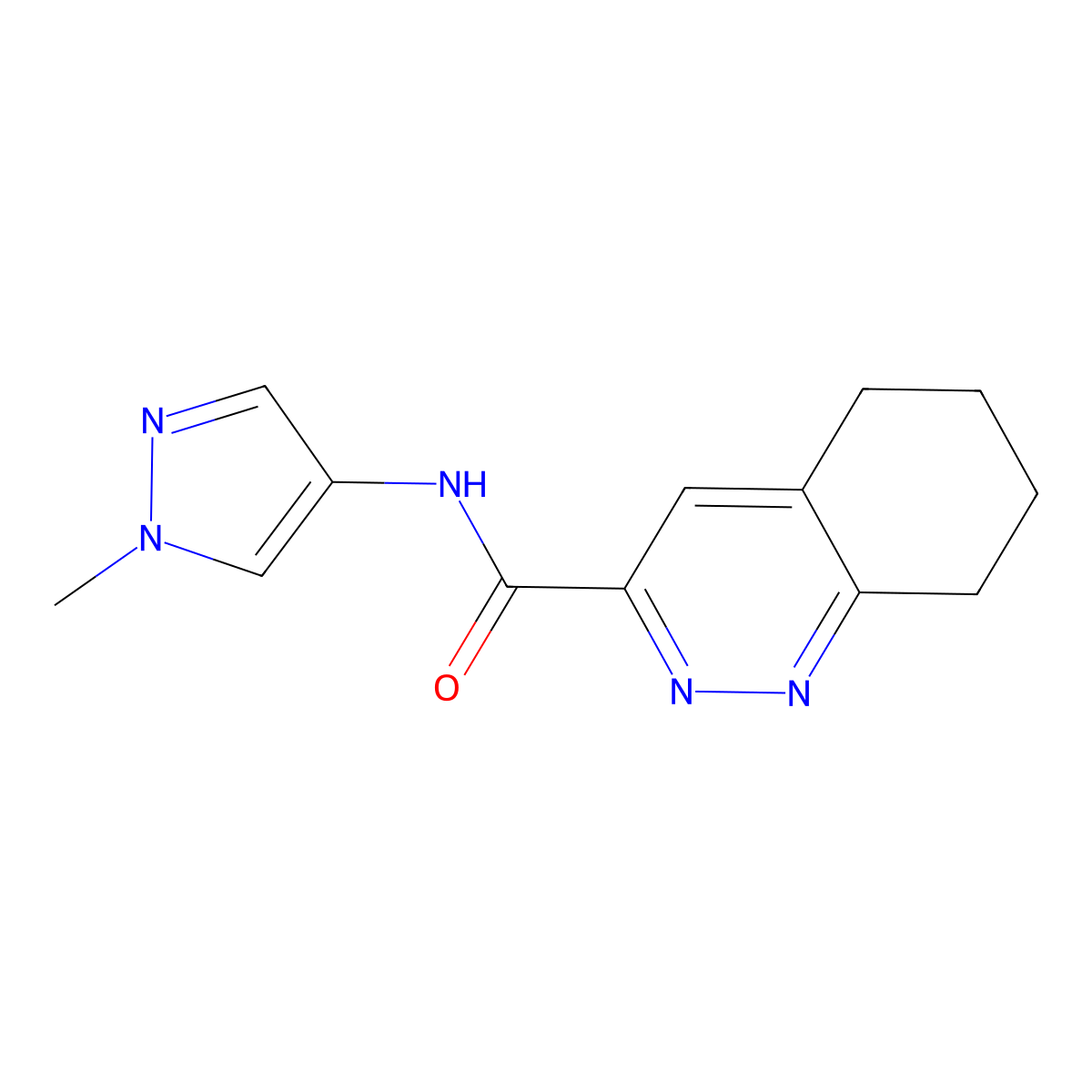 N-(1-methyl-1H-pyrazol-4-yl)-5,6,7,8-tetrahydrocinnoline-3-carboxamide molecular structure, CAS 2415539-37-4