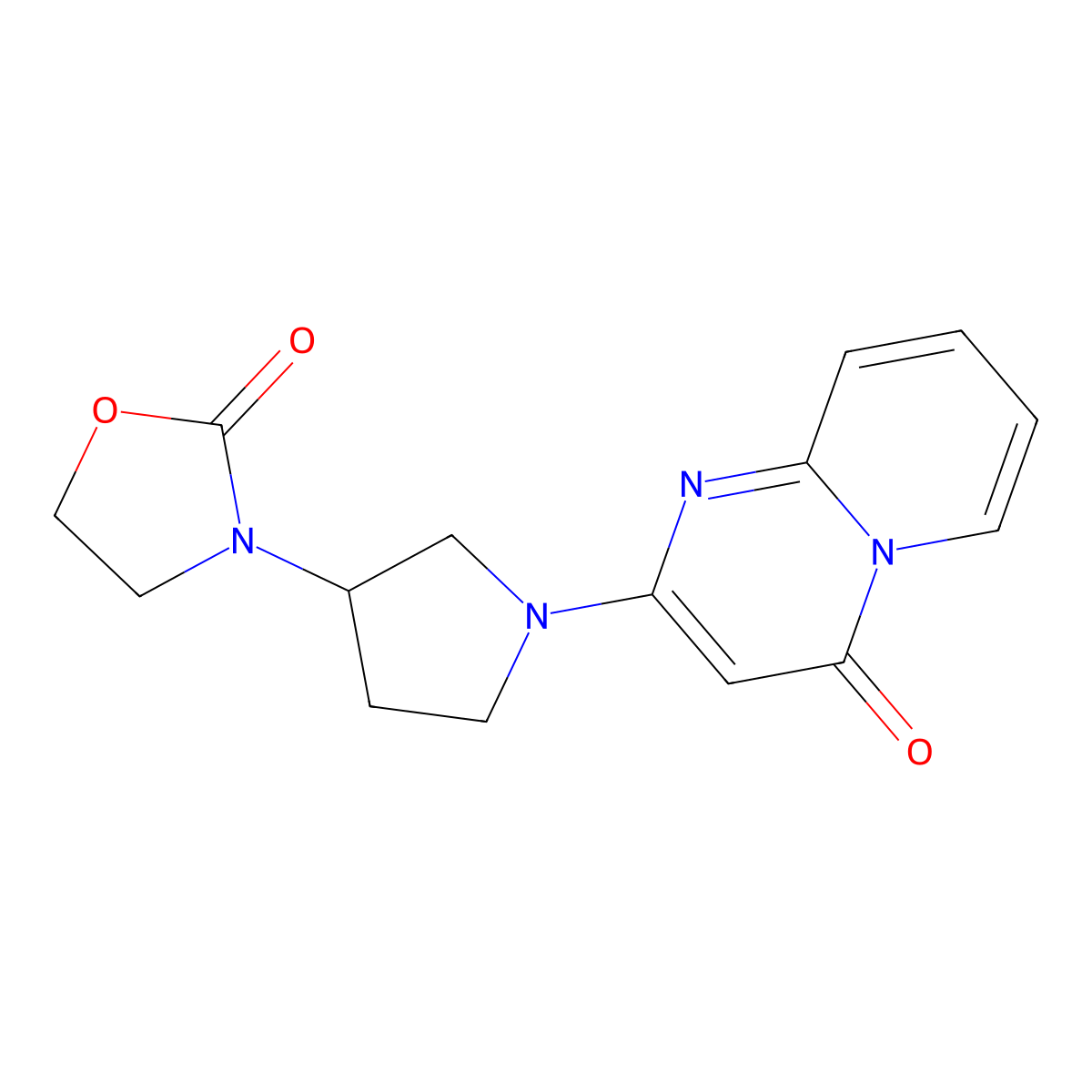 3-(1-{4-oxo-4H-pyrido[1,2-a]pyrimidin-2-yl}pyrrolidin-3-yl)-1,3-oxazolidin-2-one molecular structure, CAS 2415539-44-3