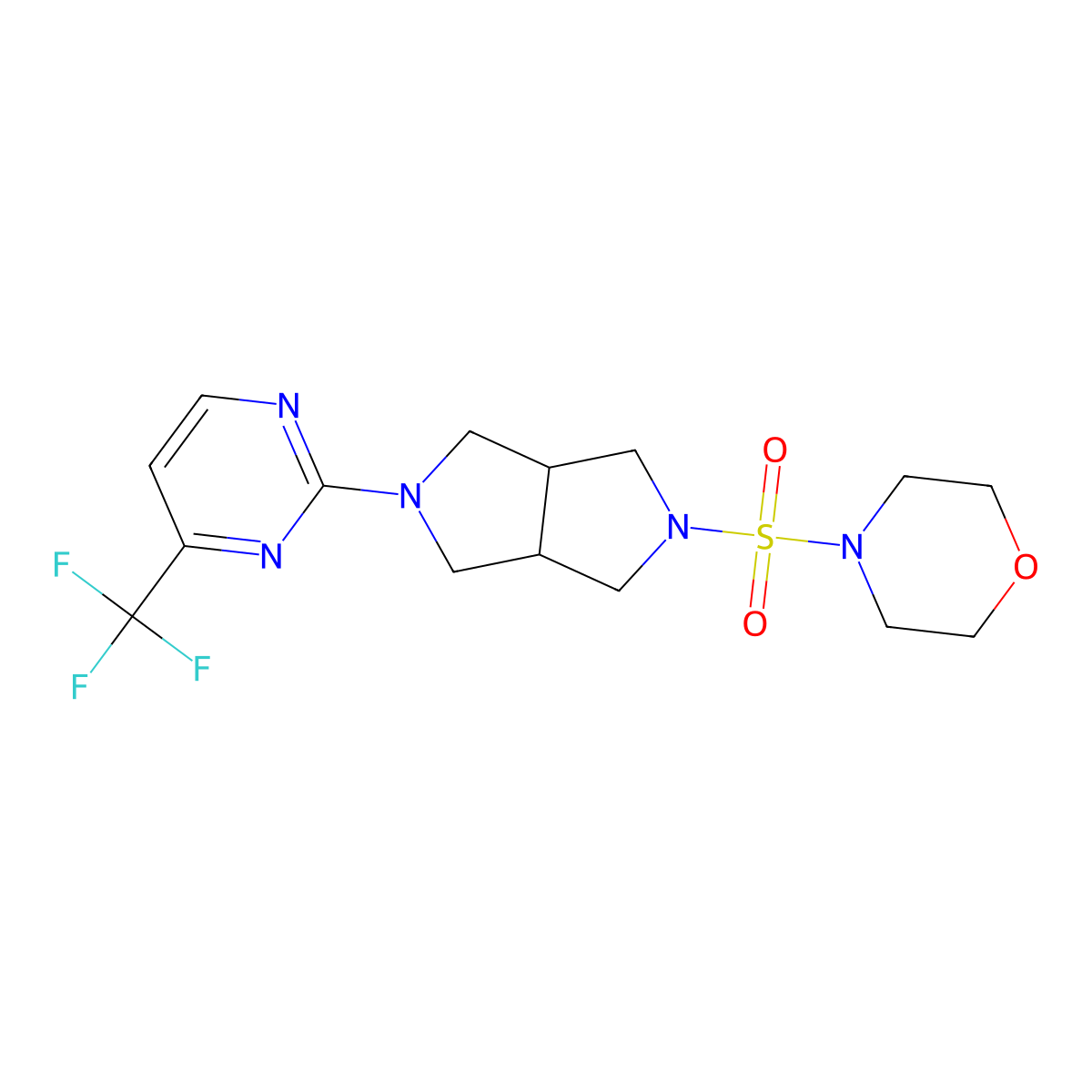 4-({5-[4-(Trifluoromethyl)pyrimidin-2-yl]-octahydropyrrolo[3,4-c]pyrrol-2-yl}sulfonyl)morpholine molecular structure, CAS 2415539-53-4