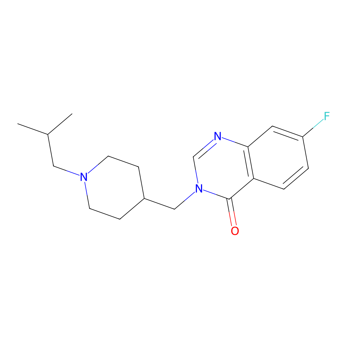 7-Fluoro-3-{[1-(2-methylpropyl)piperidin-4-yl]methyl}-3,4-dihydroquinazolin-4-one molecular structure, CAS 2415539-55-6