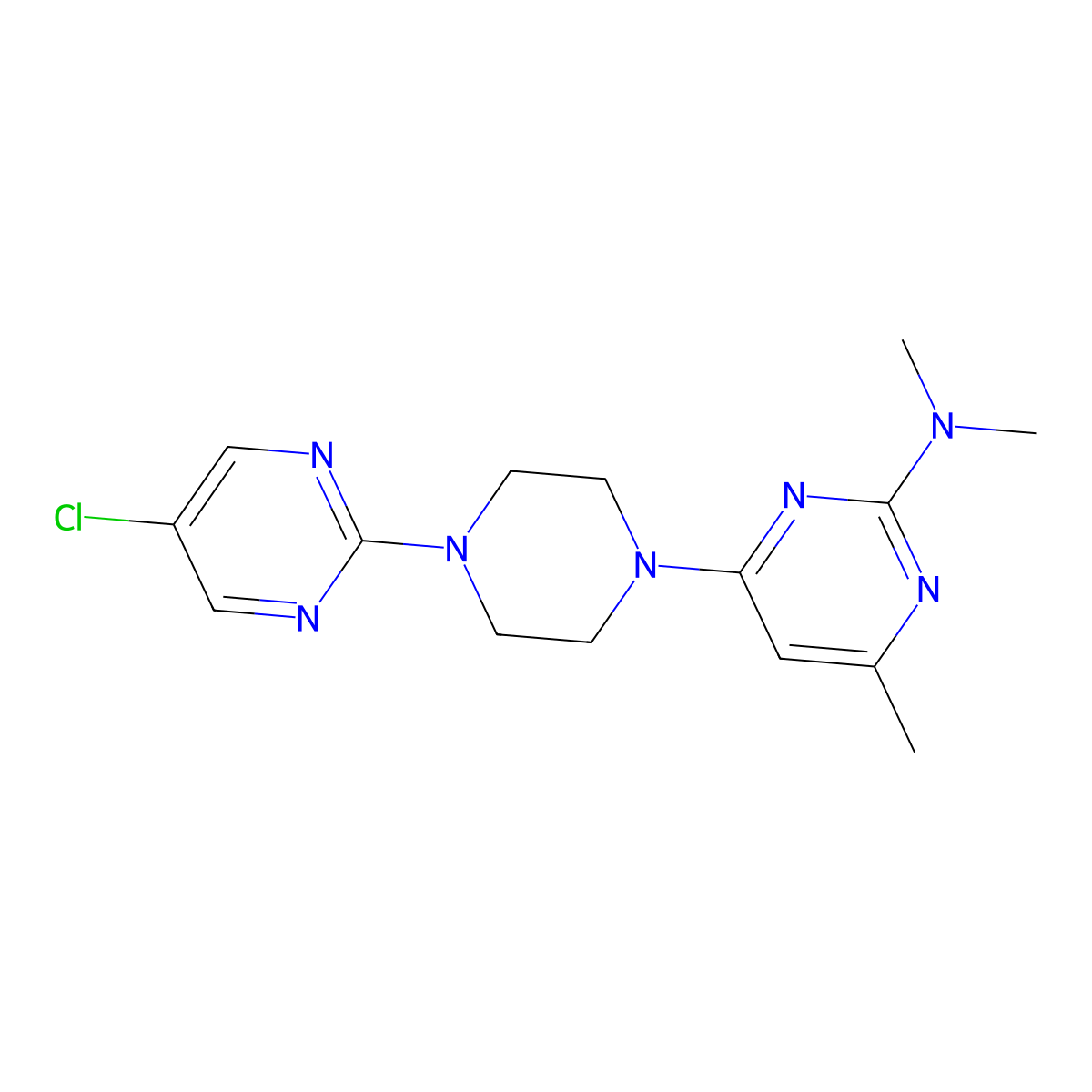 4-[4-(5-chloropyrimidin-2-yl)piperazin-1-yl]-N,N,6-trimethylpyrimidin-2-amine molecular structure, CAS 2415539-56-7