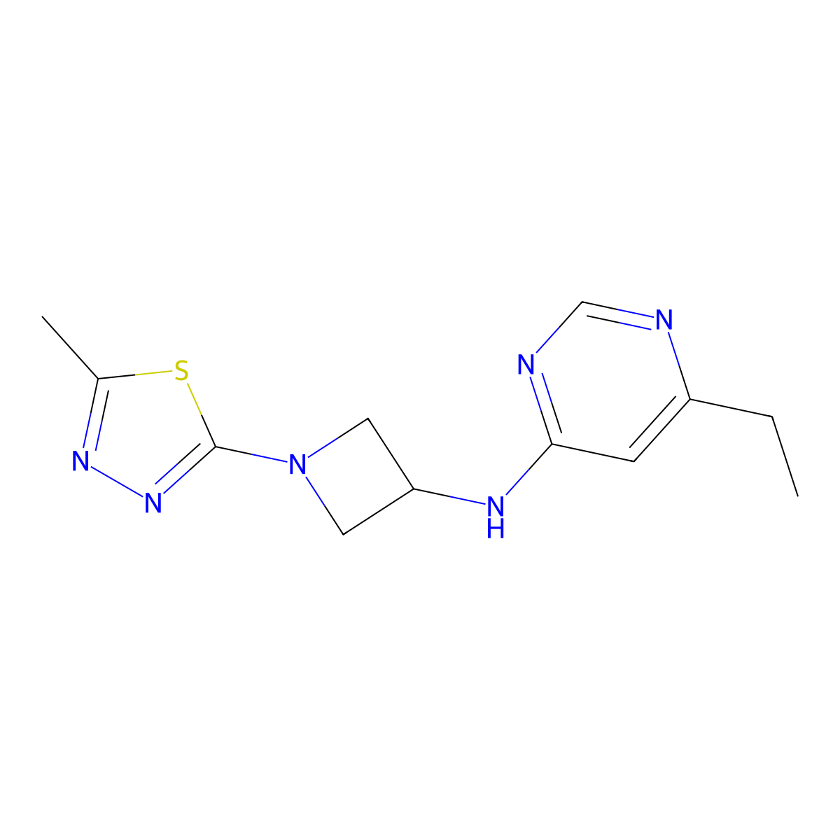 6-ethyl-N-[1-(5-methyl-1,3,4-thiadiazol-2-yl)azetidin-3-yl]pyrimidin-4-amine molecular structure, CAS 2415539-59-0