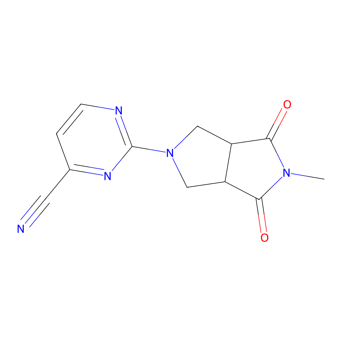 2-{5-Methyl-4,6-dioxo-octahydropyrrolo[3,4-c]pyrrol-2-yl}pyrimidine-4-carbonitrile molecular structure, CAS 2415539-61-4