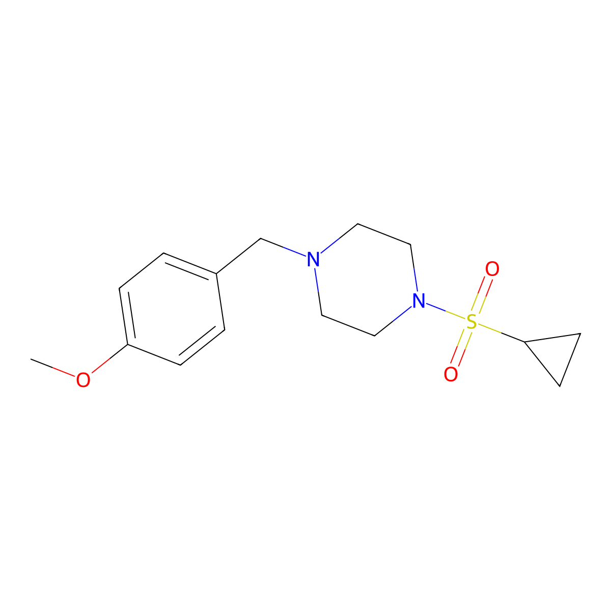 1-(Cyclopropanesulfonyl)-4-[(4-methoxyphenyl)methyl]piperazine molecular structure, CAS 2415539-63-6