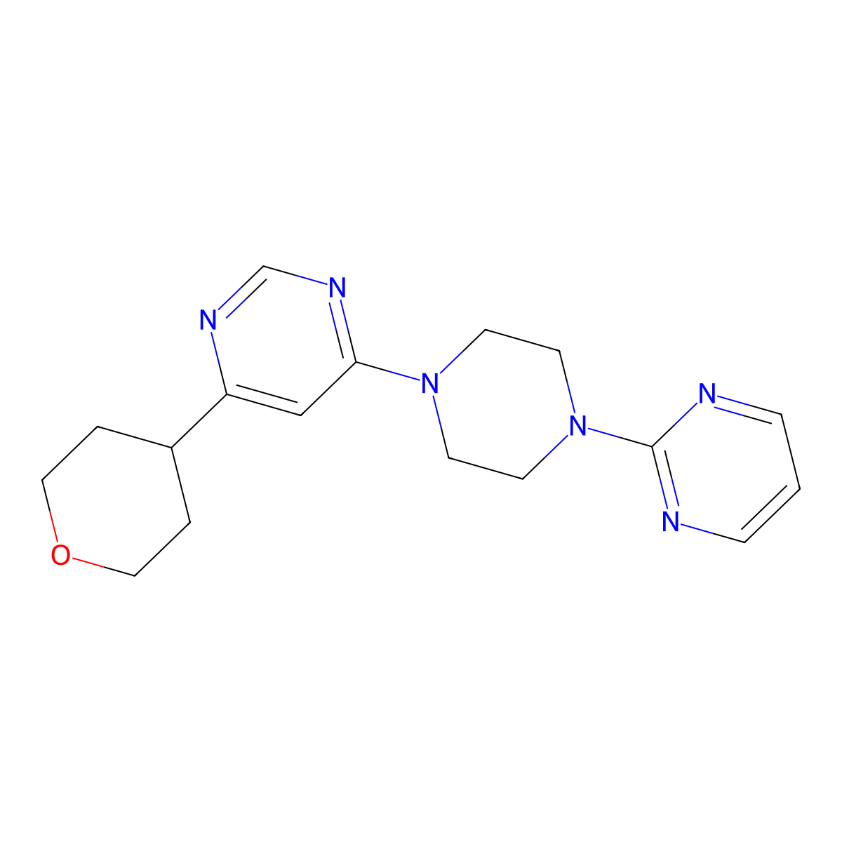 4-(Oxan-4-yl)-6-[4-(pyrimidin-2-yl)piperazin-1-yl]pyrimidine molecular structure, CAS 2415539-68-1