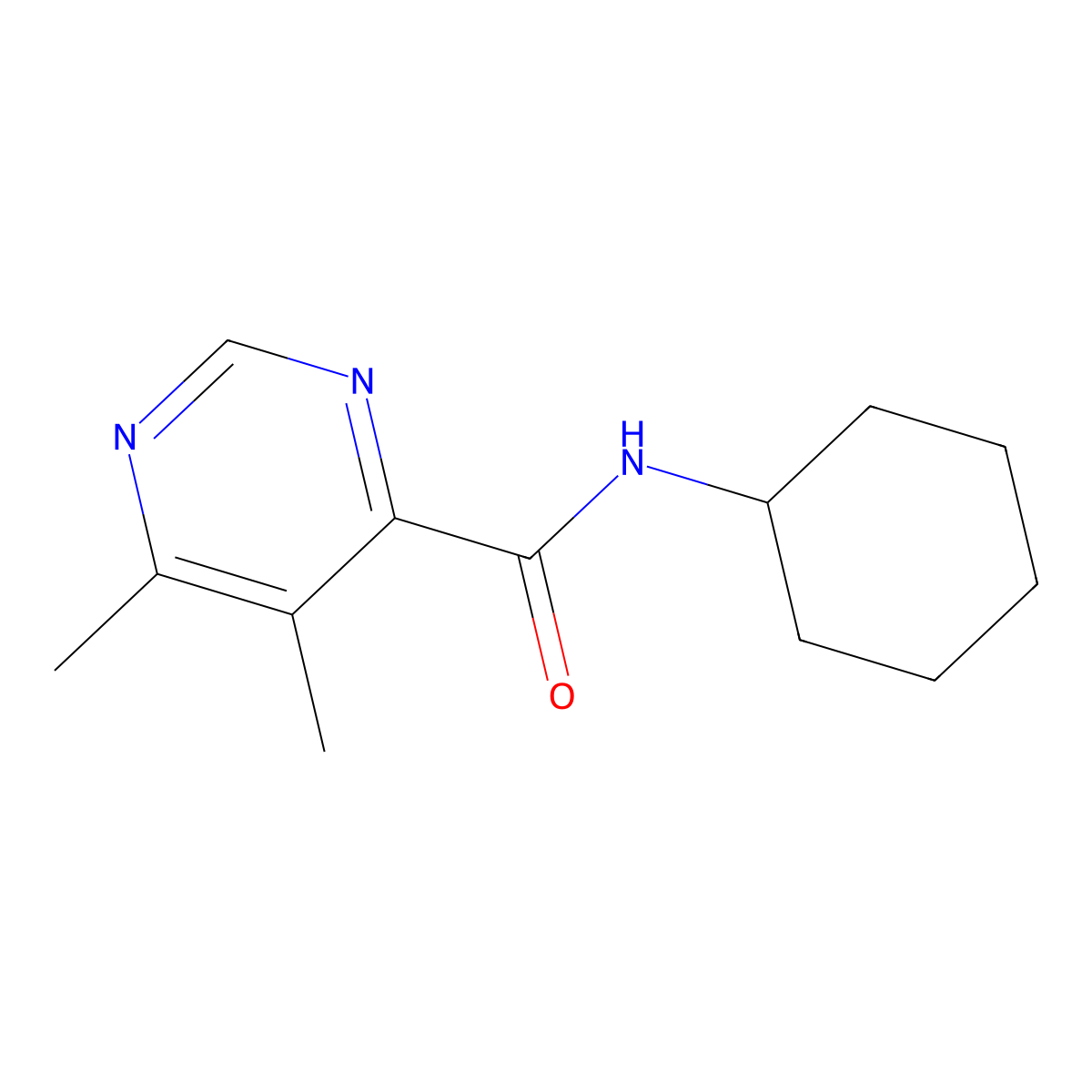 N-Cyclohexyl-5,6-dimethylpyrimidine-4-carboxamide molecular structure, CAS 2415539-70-5