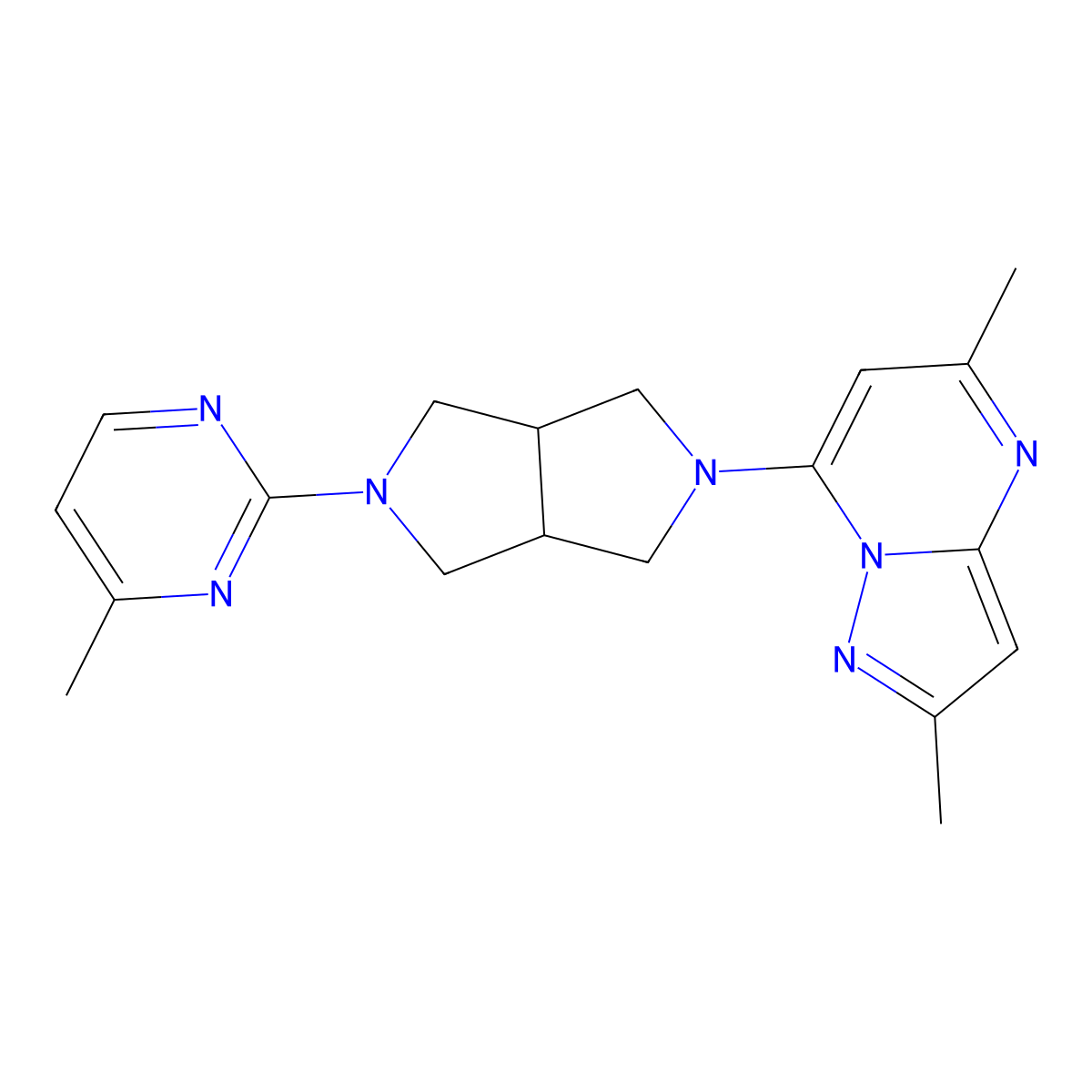 2-(5-{2,5-Dimethylpyrazolo[1,5-a]pyrimidin-7-yl}-octahydropyrrolo[3,4-c]pyrrol-2-yl)-4-methylpyrimidine molecular structure, CAS 2415539-71-6