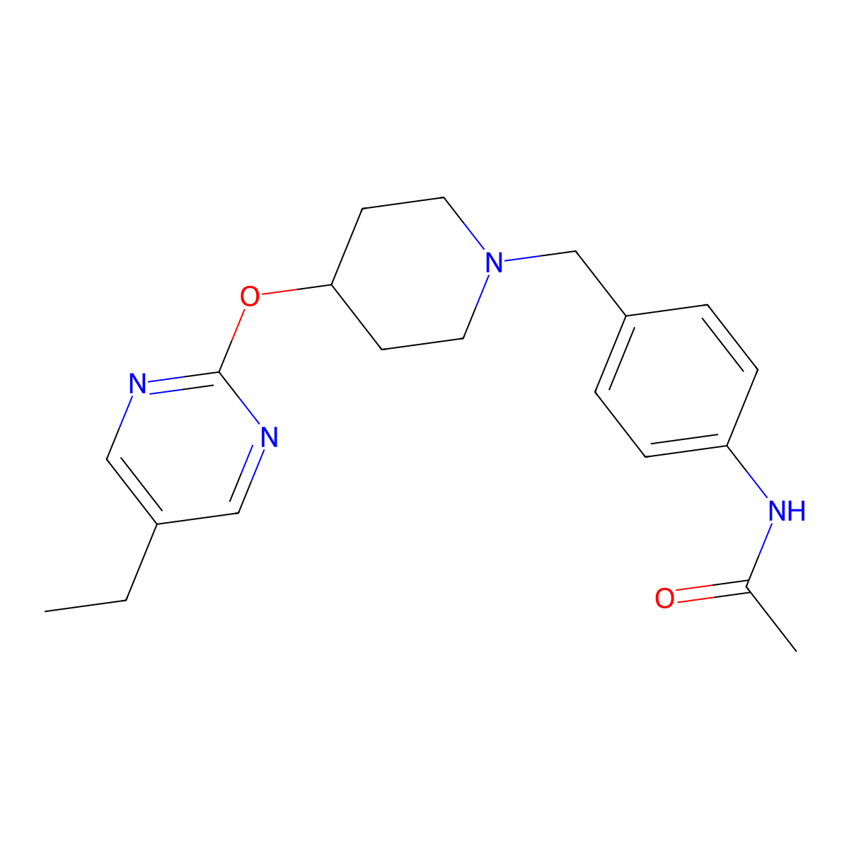 N-[4-({4-[(5-ethylpyrimidin-2-yl)oxy]piperidin-1-yl}methyl)phenyl]acetamide molecular structure, CAS 2415539-74-9