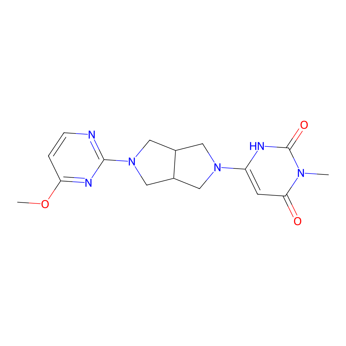 6-[5-(4-Methoxypyrimidin-2-yl)-octahydropyrrolo[3,4-c]pyrrol-2-yl]-3-methyl-1,2,3,4-tetrahydropyrimidine-2,4-dione molecular structure, CAS 2415539-82-9