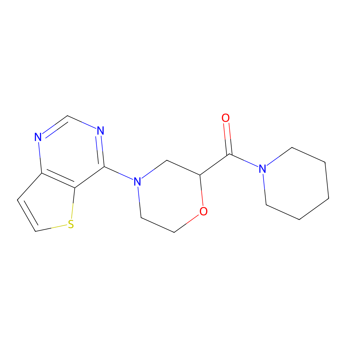 2-(Piperidine-1-carbonyl)-4-{thieno[3,2-d]pyrimidin-4-yl}morpholine molecular structure, CAS 2415539-86-3