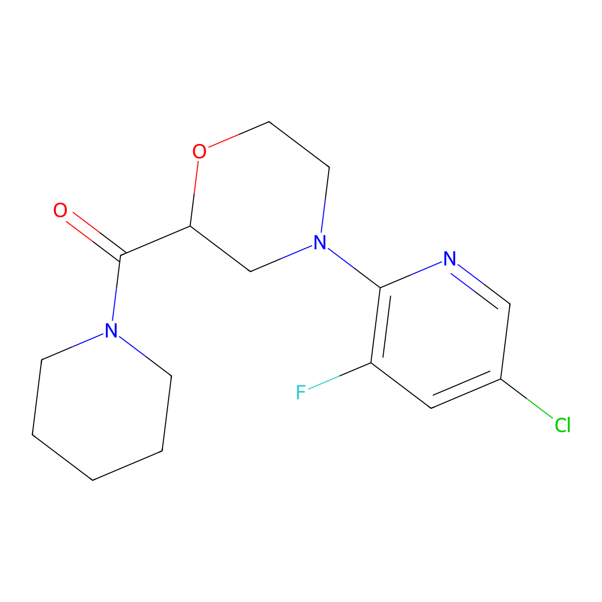 4-(5-Chloro-3-fluoropyridin-2-yl)-2-(piperidine-1-carbonyl)morpholine molecular structure, CAS 2415539-87-4