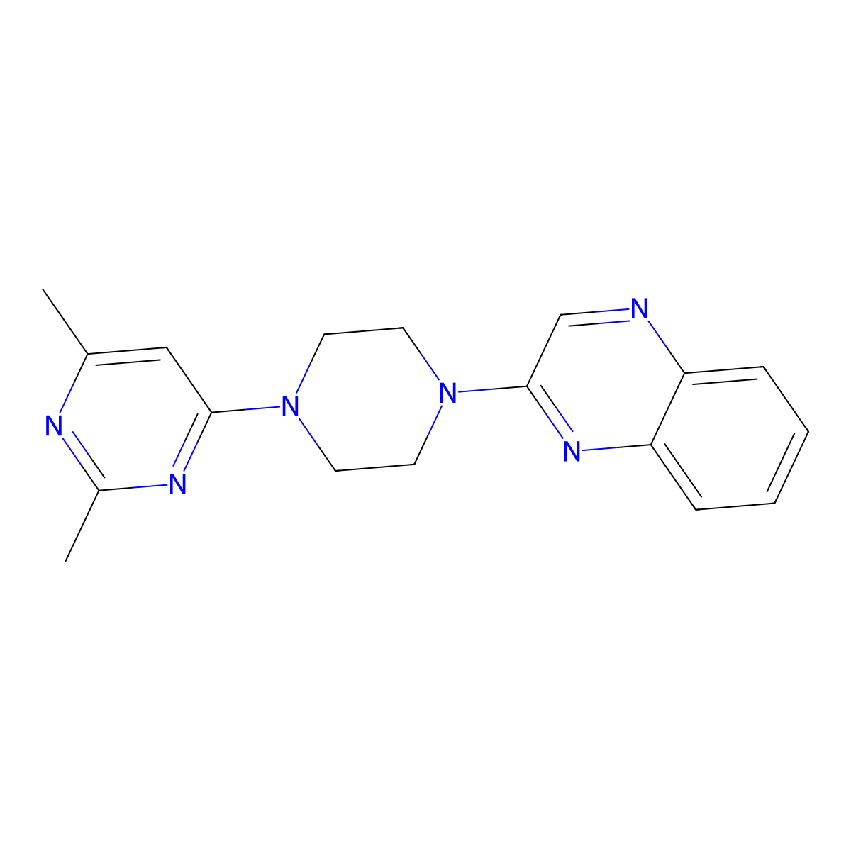 2-[4-(2,6-Dimethylpyrimidin-4-yl)piperazin-1-yl]quinoxaline molecular structure, CAS 2415539-90-9