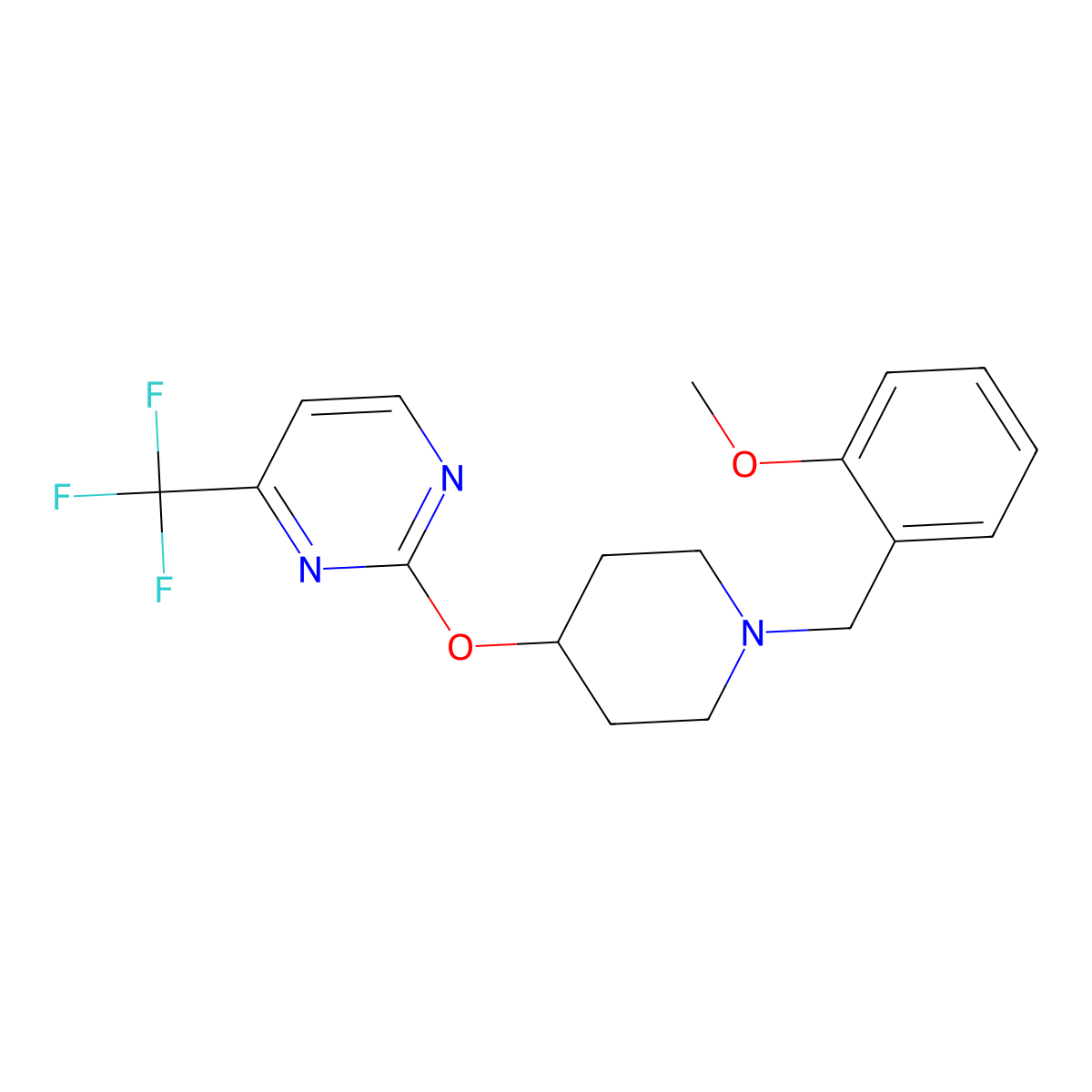 2-({1-[(2-Methoxyphenyl)methyl]piperidin-4-yl}oxy)-4-(trifluoromethyl)pyrimidine molecular structure, CAS 2415539-96-5