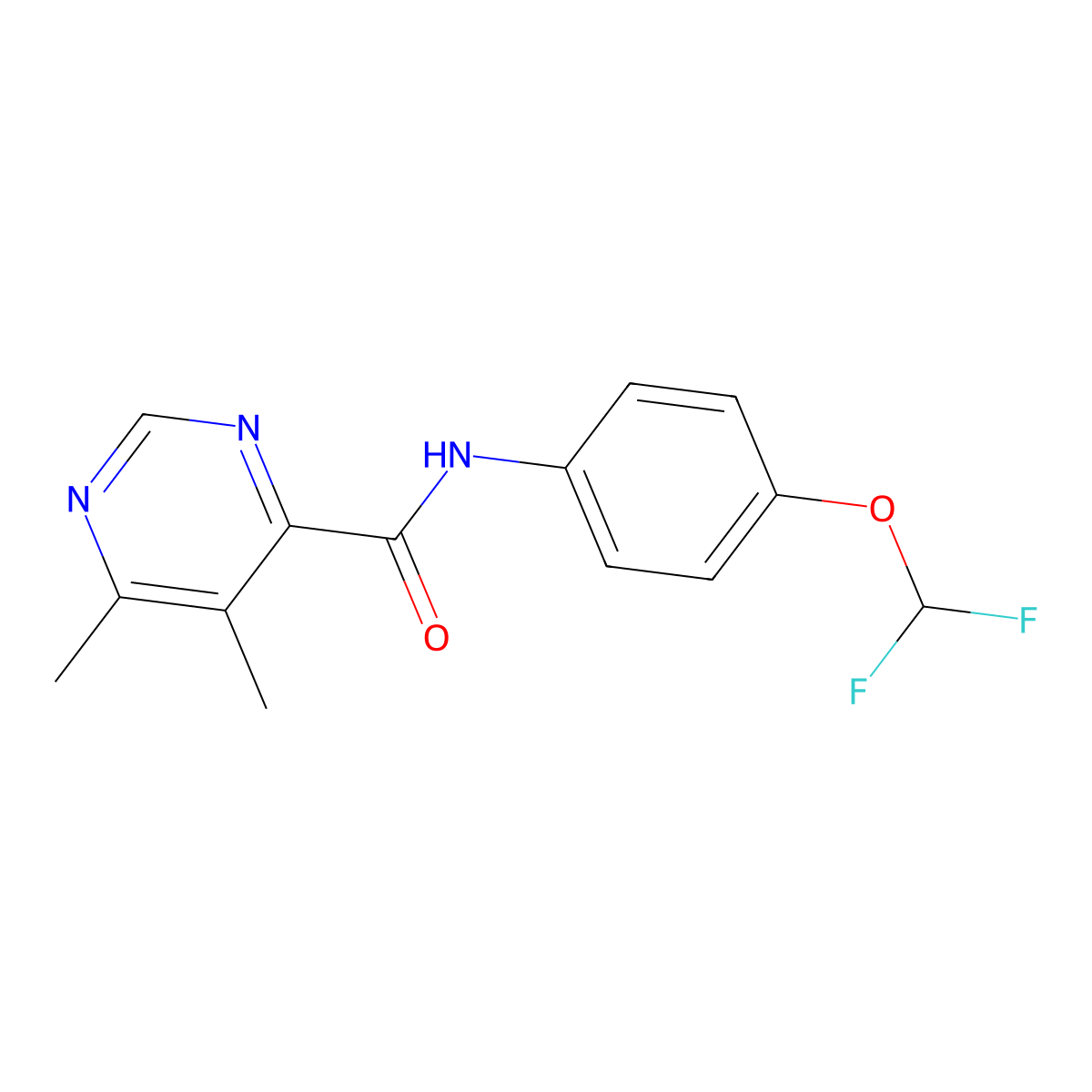 N-[4-(Difluoromethoxy)phenyl]-5,6-dimethylpyrimidine-4-carboxamide molecular structure, CAS 2415540-02-0