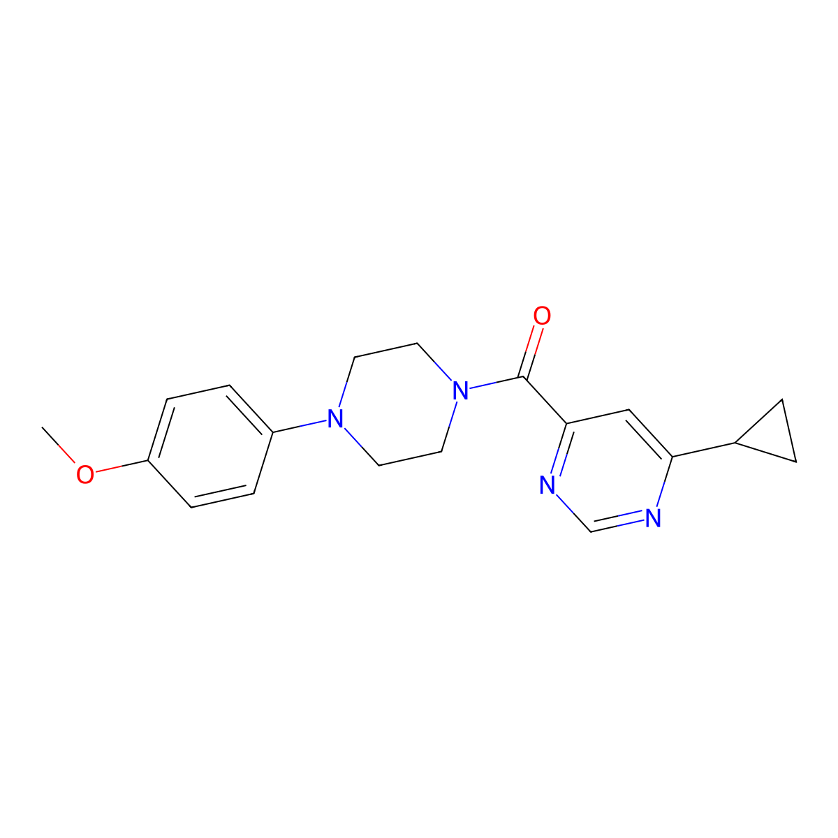 4-Cyclopropyl-6-[4-(4-methoxyphenyl)piperazine-1-carbonyl]pyrimidine molecular structure, CAS 2415540-04-2