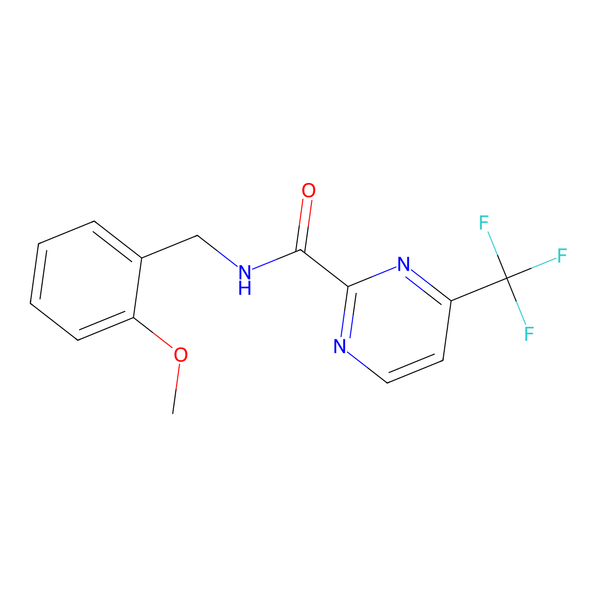 N-[(2-methoxyphenyl)methyl]-4-(trifluoromethyl)pyrimidine-2-carboxamide molecular structure, CAS 2415540-07-5